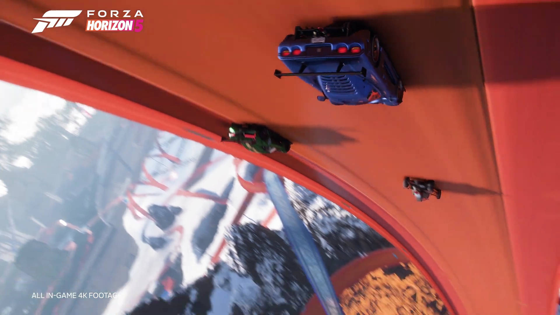 Forza Horizon, blue race car, vibrant orange track, Full HD Desktop Wallpaper