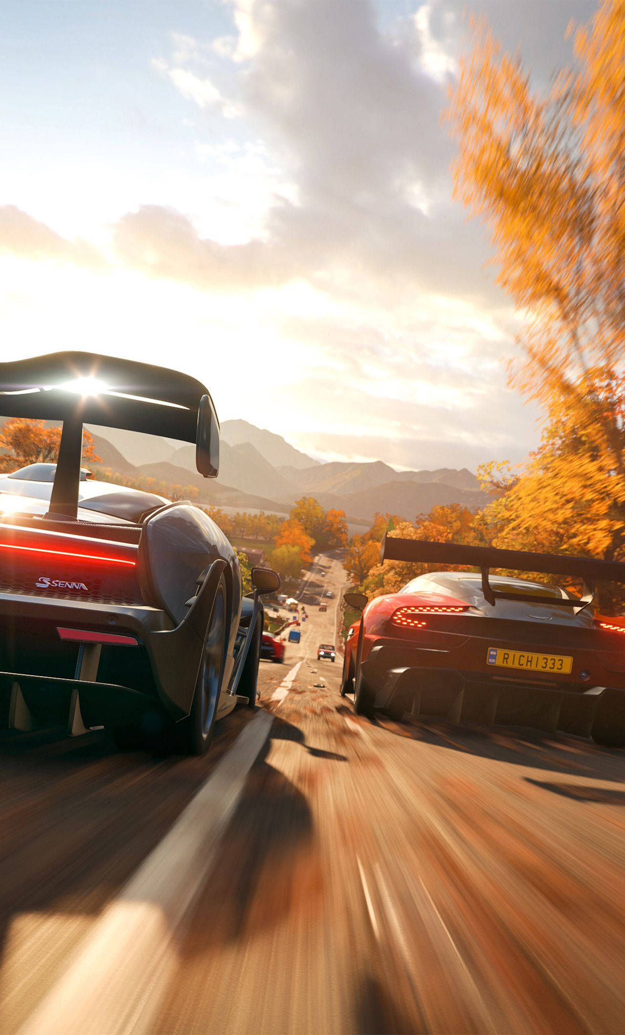 Forza, iPhone, autumn road, Full HD Phone Wallpaper