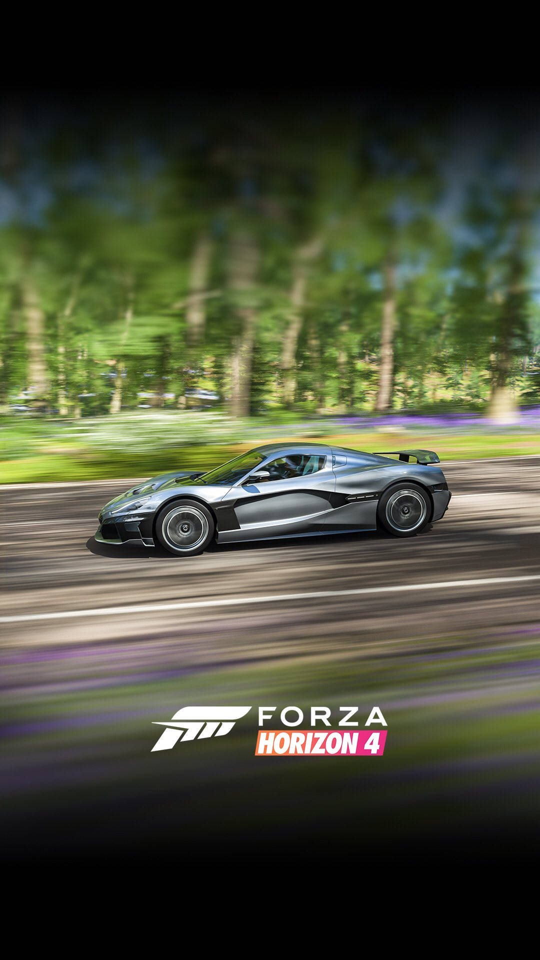 Forza Forest, iPhone, silver sports car, Full HD Phone Wallpaper