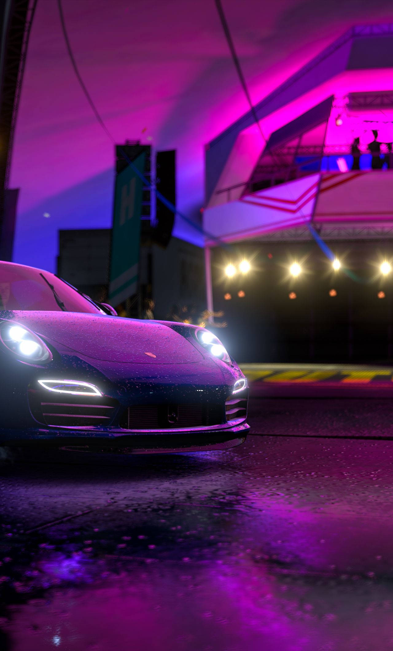 Forza iPhone, Purple Night, neon purple lights, Full HD Phone Wallpaper