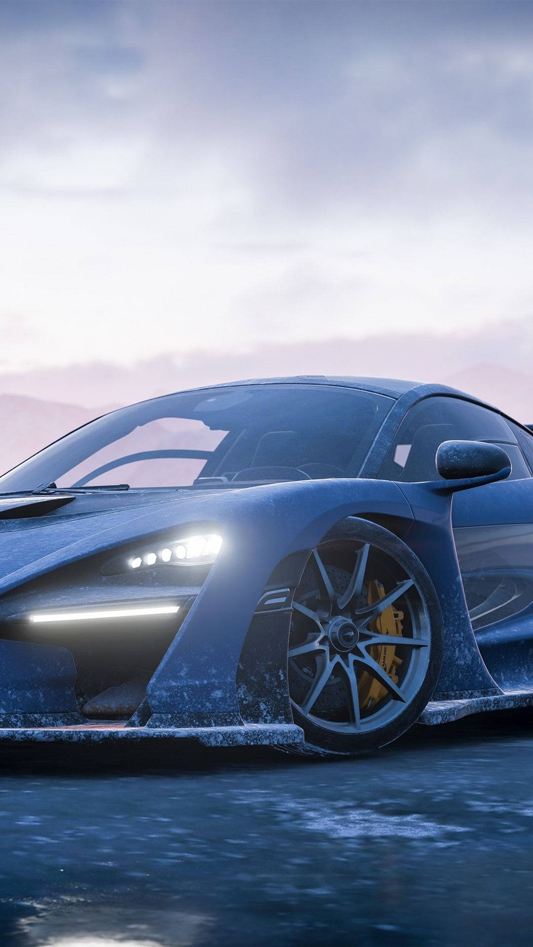 Forza iPhone, dark blue, glowing headlights, Full HD Phone Wallpaper