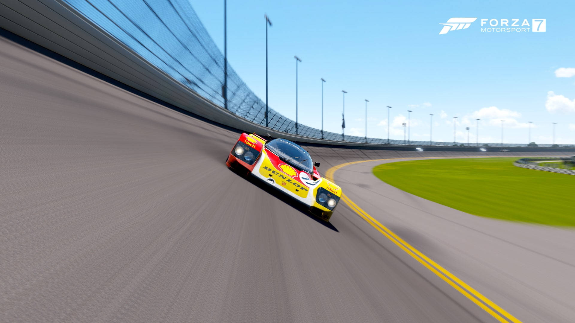 Forza Motorsport 7, racing curve, vibrant yellow and red race car, Full HD Desktop Wallpaper