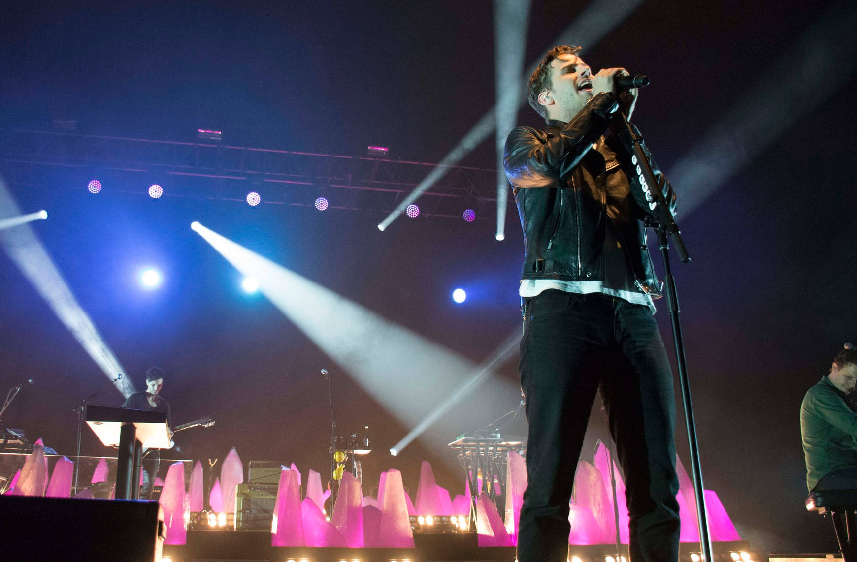 Foster the People, black leather jacket, concert stage, HD Desktop Wallpaper