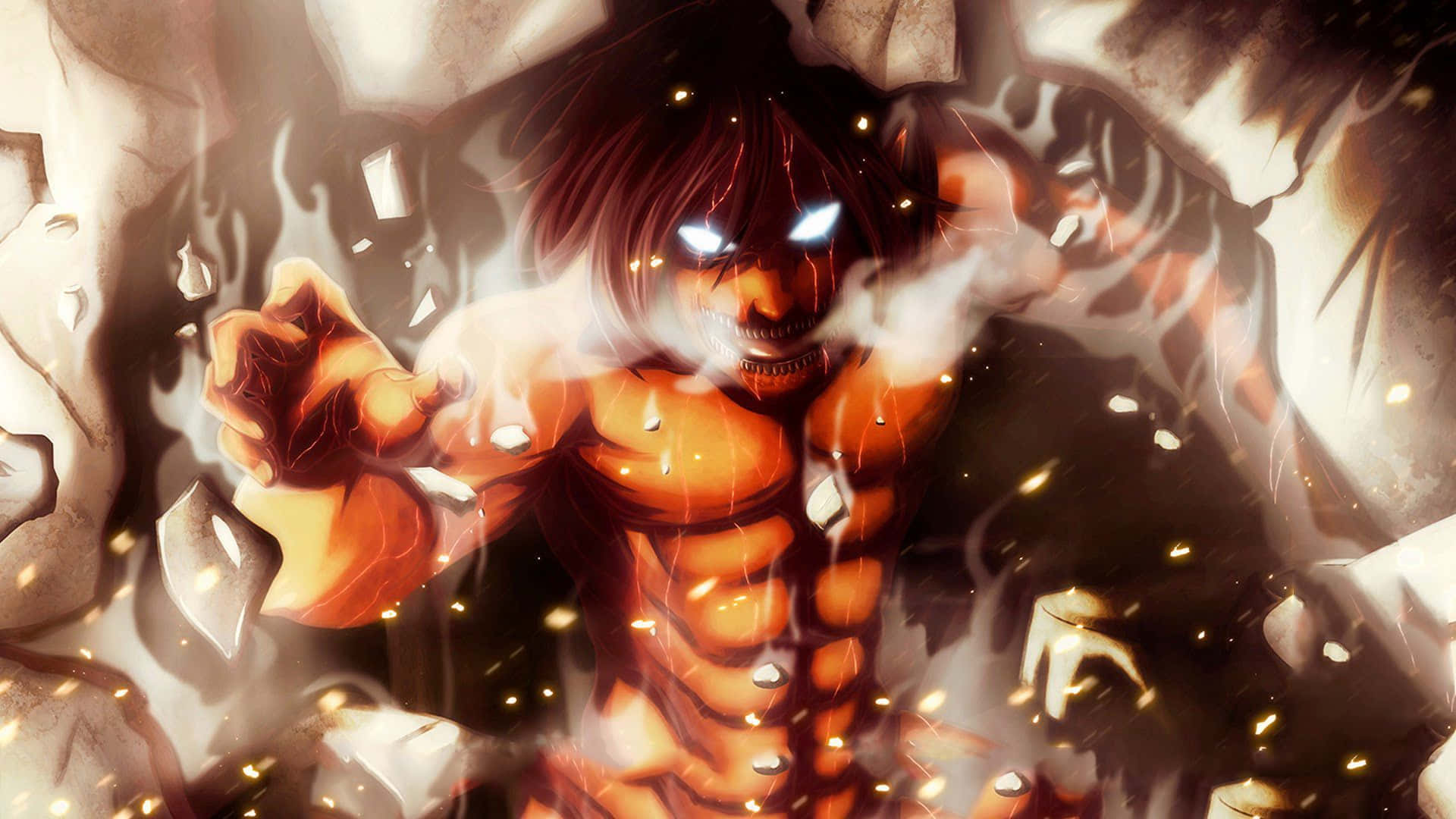 Founding Titan, muscular anime titan, glowing eyes, Full HD Desktop Wallpaper