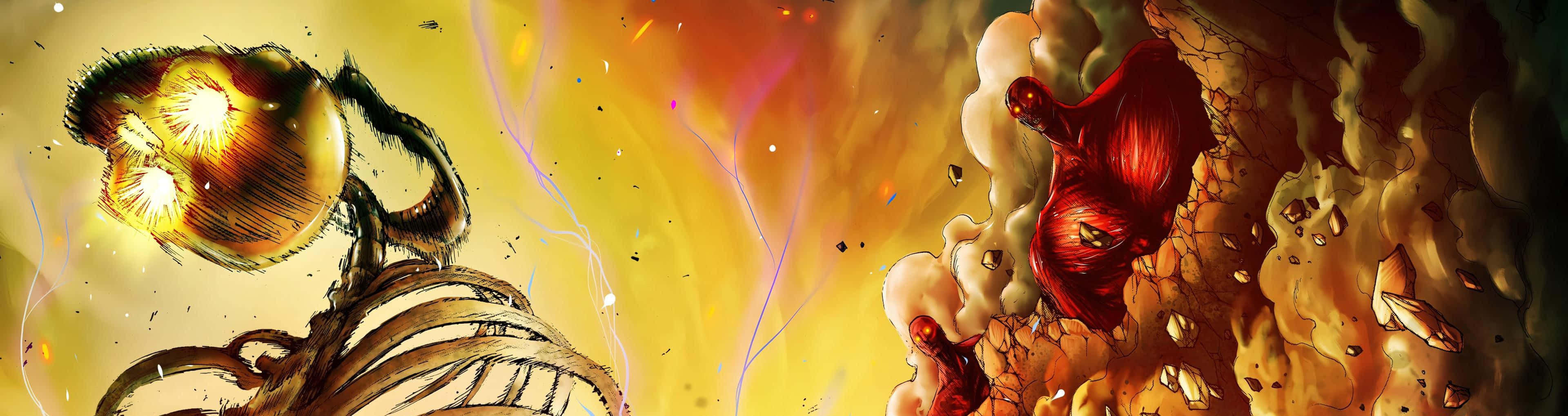 Founding Titan, golden head, red titan, 4K Desktop Wallpaper
