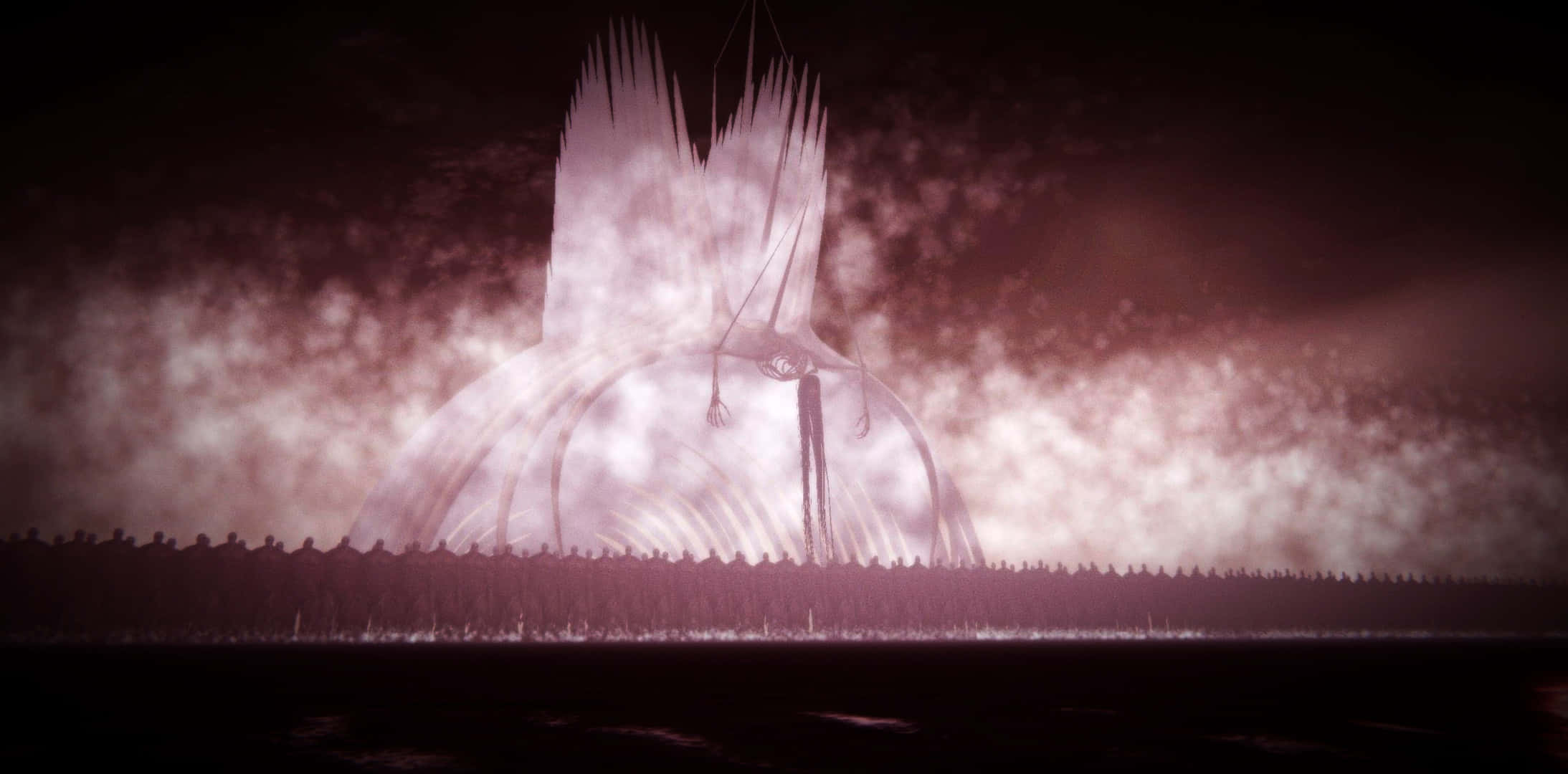 Founding Titan, blood red sky, mist, Full HD Desktop Wallpaper