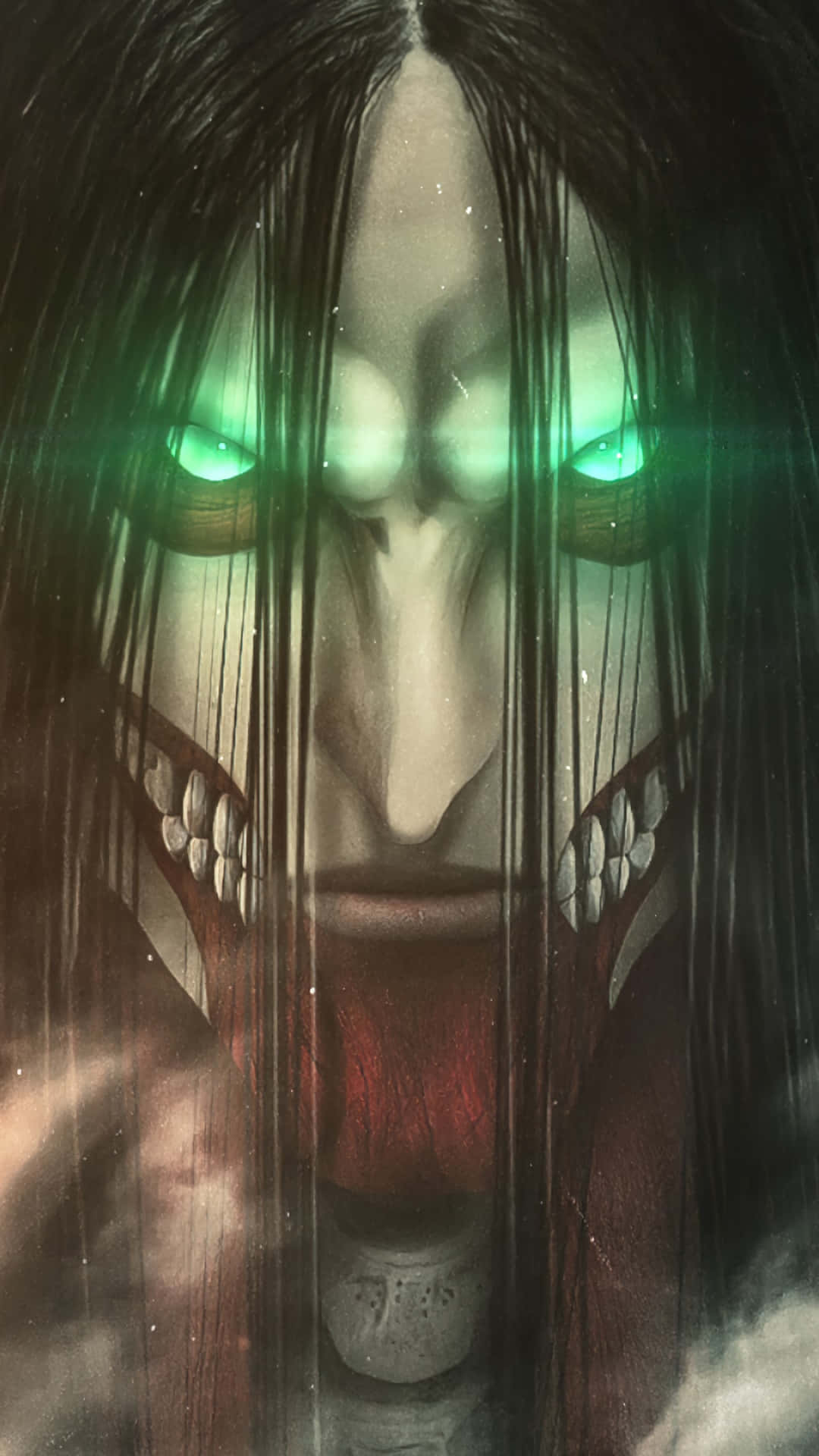 Founding Titan, glowing green eyes, sharp teeth, Full HD Phone Wallpaper