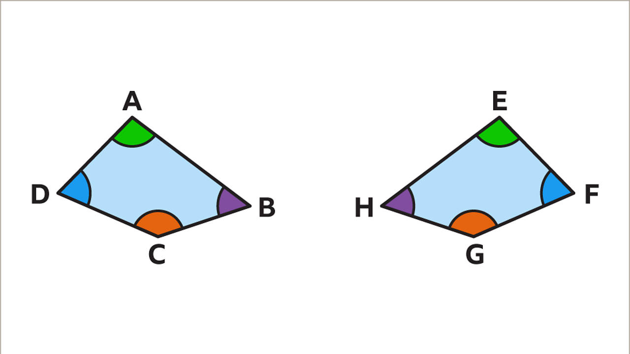 Four Angled Congruent, quadrilaterals, labeled vertices, HD Desktop Wallpaper