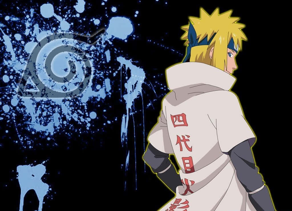 Fourth Hokage, spiky-haired anime ninja, white cloak with red kanji, SD Desktop Wallpaper
