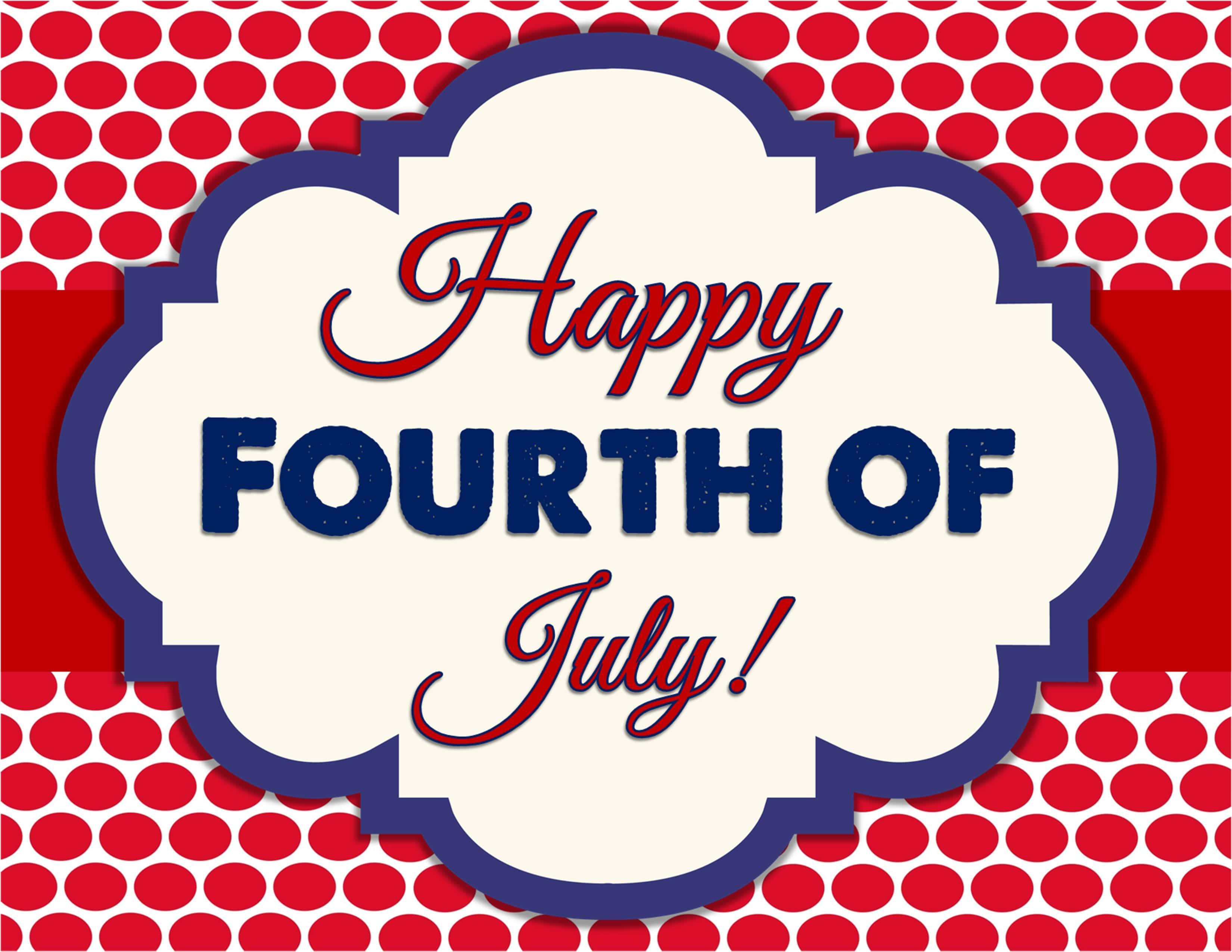 Happy Fourth of July, red white and blue, cursive, 2K Desktop Wallpaper