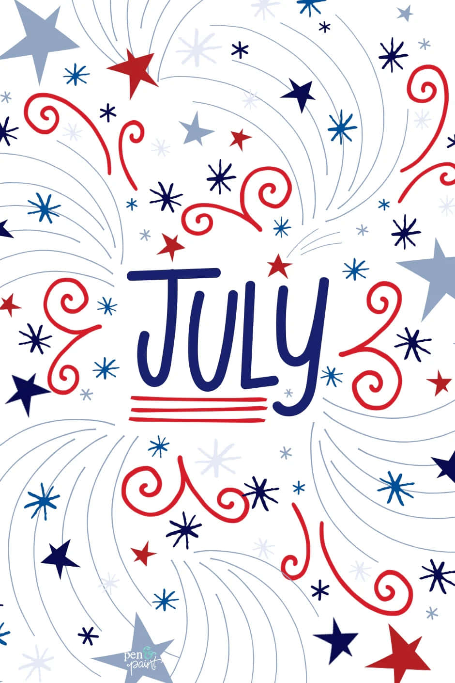 Fourth Of July, red swirls, stars, HD Phone Wallpaper