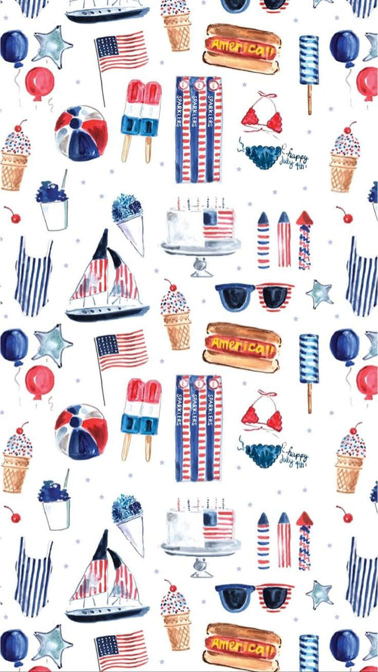 4thof july pattern aesthetic, American flag themed items, hot dogs, HD Phone Wallpaper