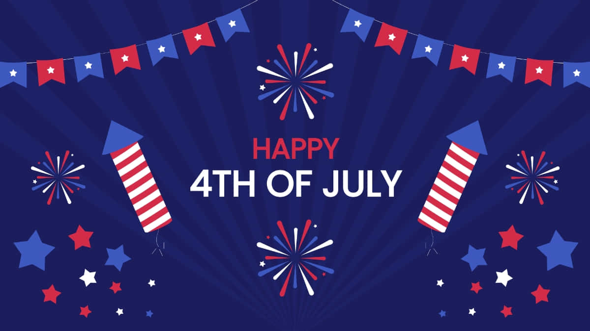 Fourth of July, red white and blue, fireworks rockets, SD Desktop Wallpaper
