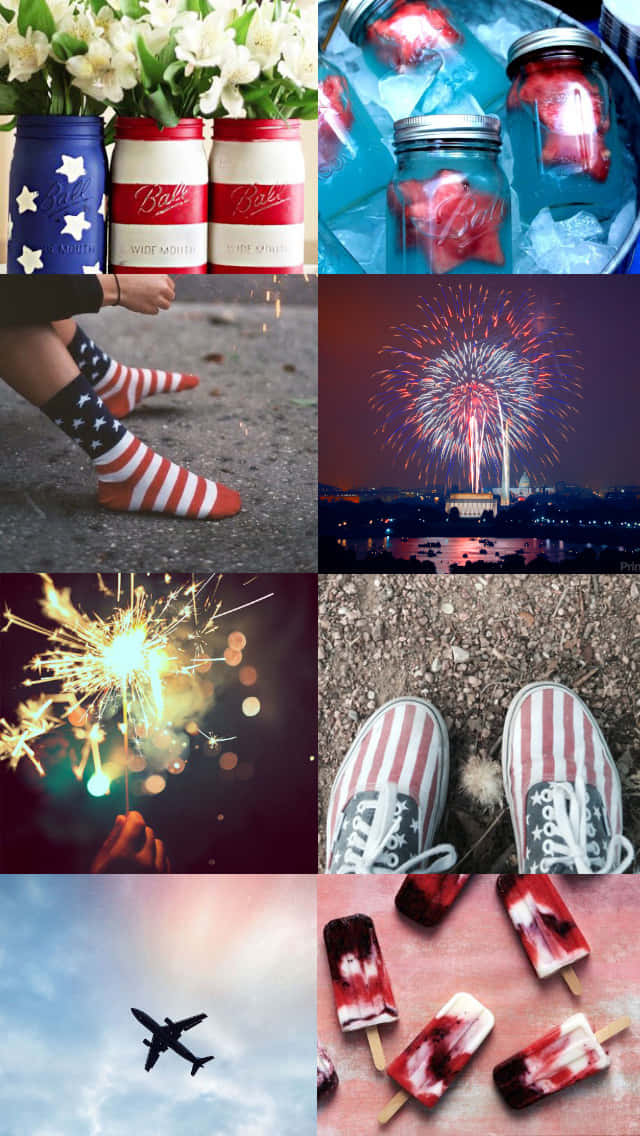 4thof july aesthetic, red white and blue, jars, SD Phone Wallpaper