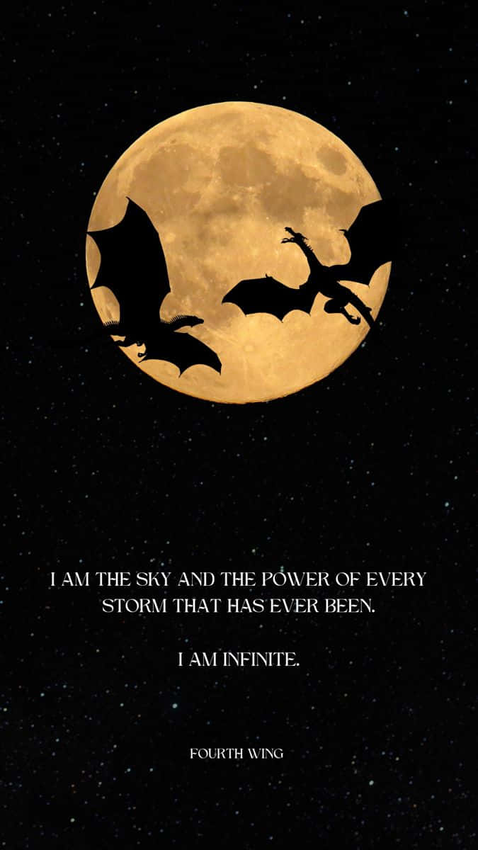 Fourth Wing, dragon silhouettes, glowing full moon, SD Phone Wallpaper