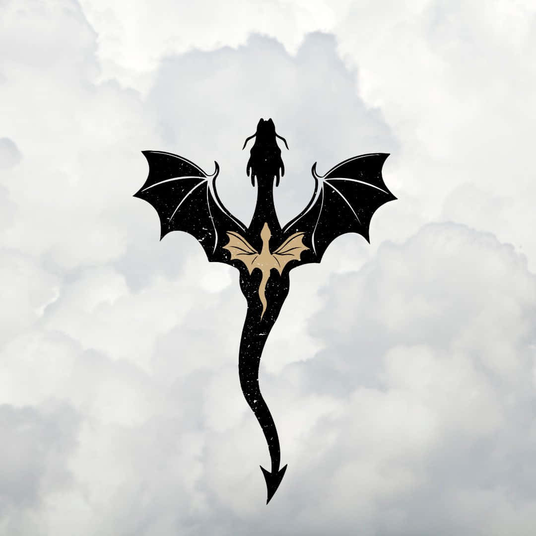 black dragon, gold accents, cloudy sky, SD Desktop Wallpaper
