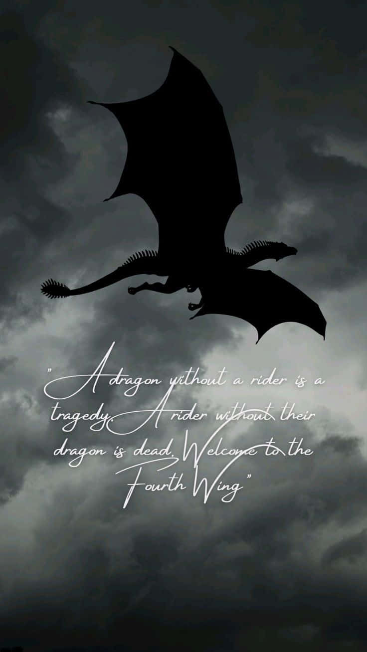 Fourth Wing, dragon silhouette, stormy gray sky, HD Phone Wallpaper