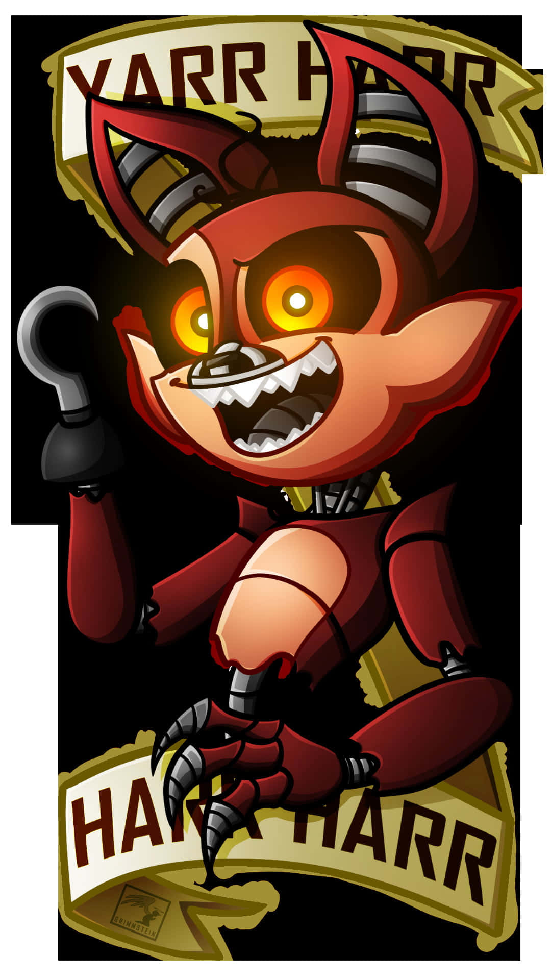 foxy, red fox animatronic, glowing orange eyes, Full HD Phone Wallpaper