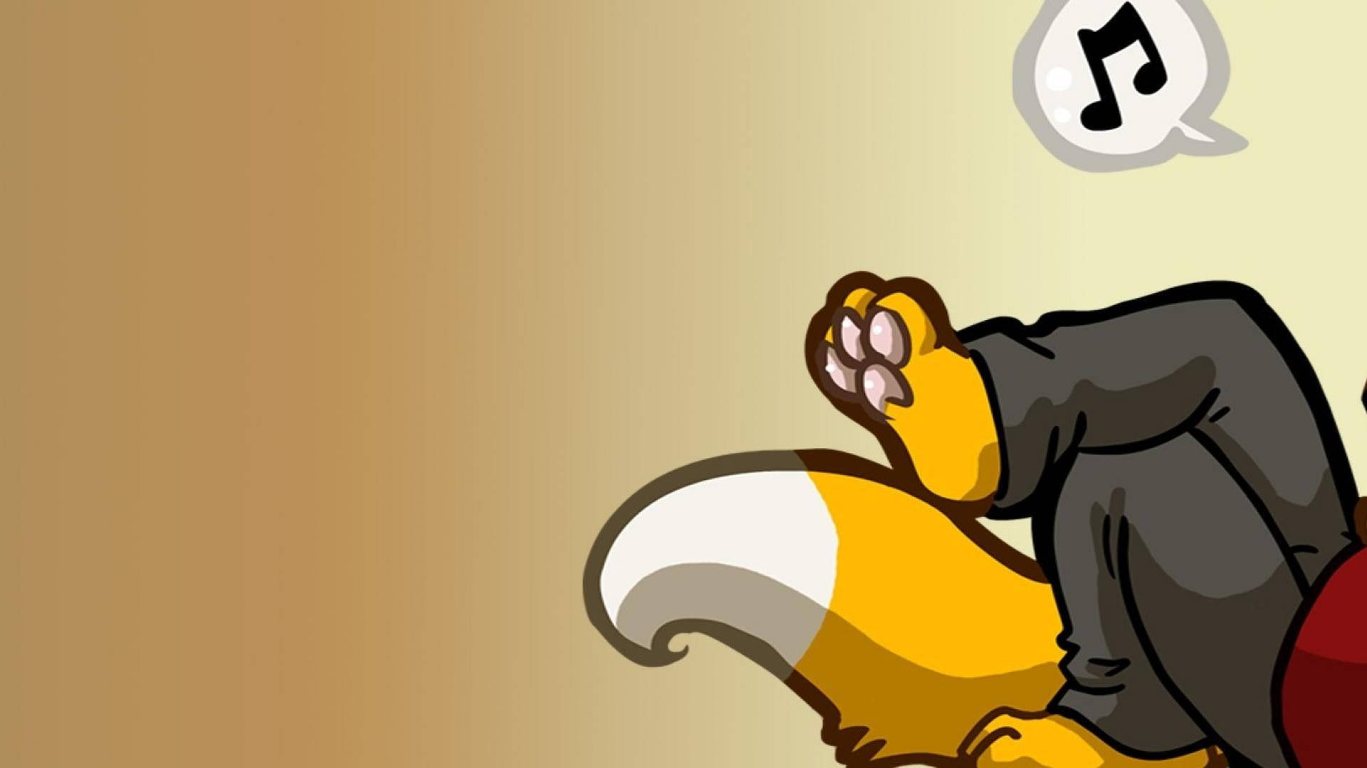 yellow furry anthropomorphic fox, hoodie, music note bubble, Full HD Desktop Wallpaper