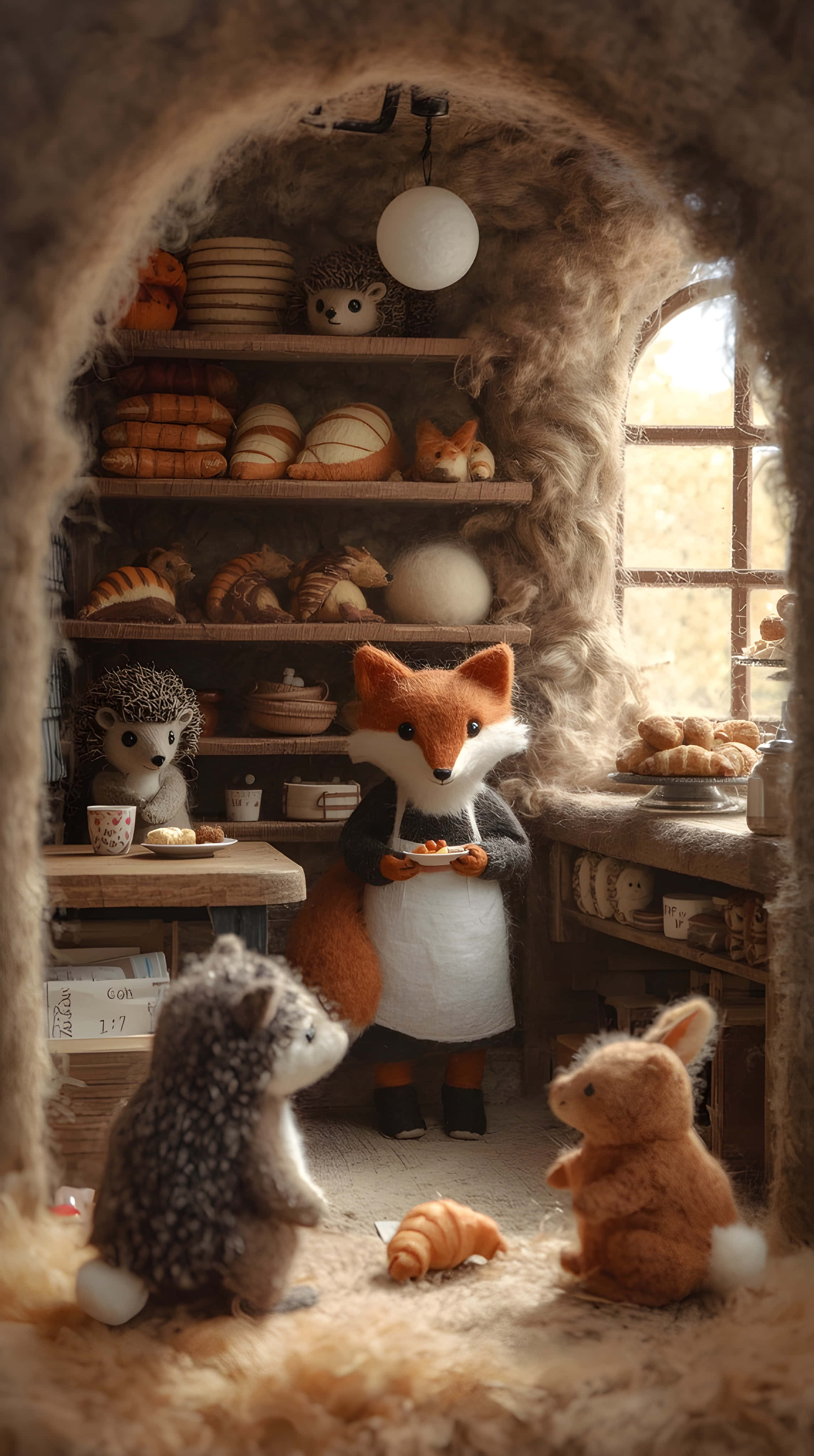 fox, hedgehogs, rabbit, 4K Phone Wallpaper