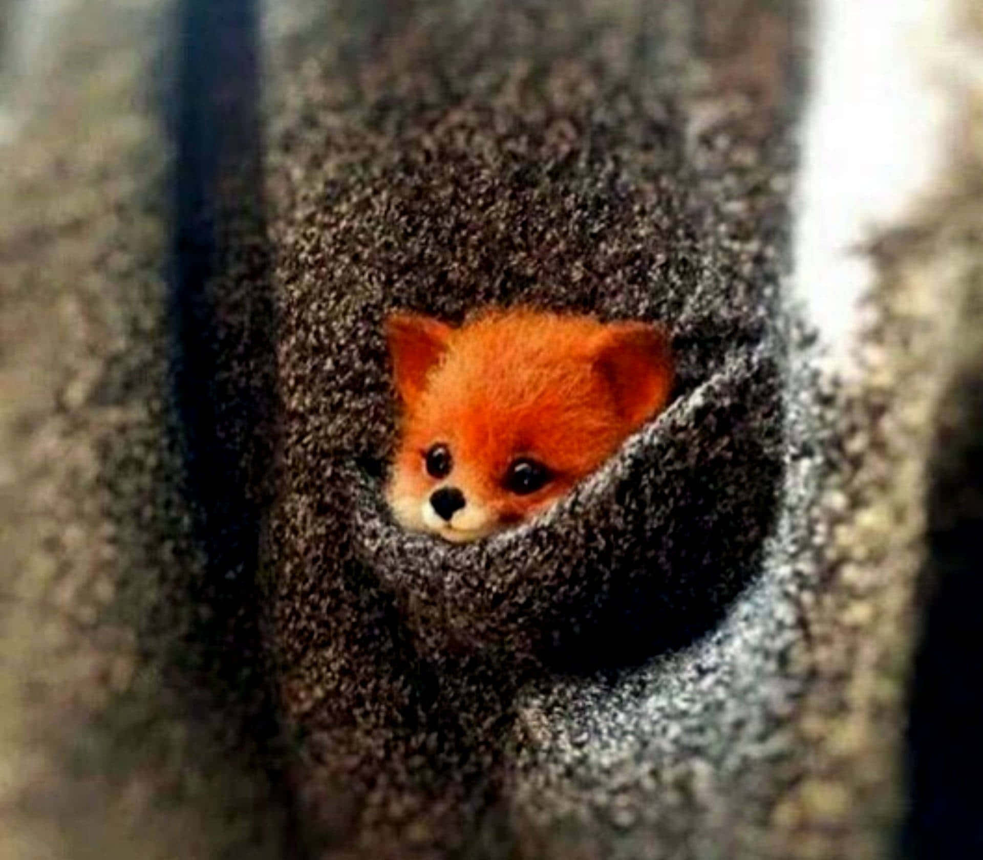 orange fox, dark gray knitted sweater pocket, cozy, Full HD Desktop Wallpaper