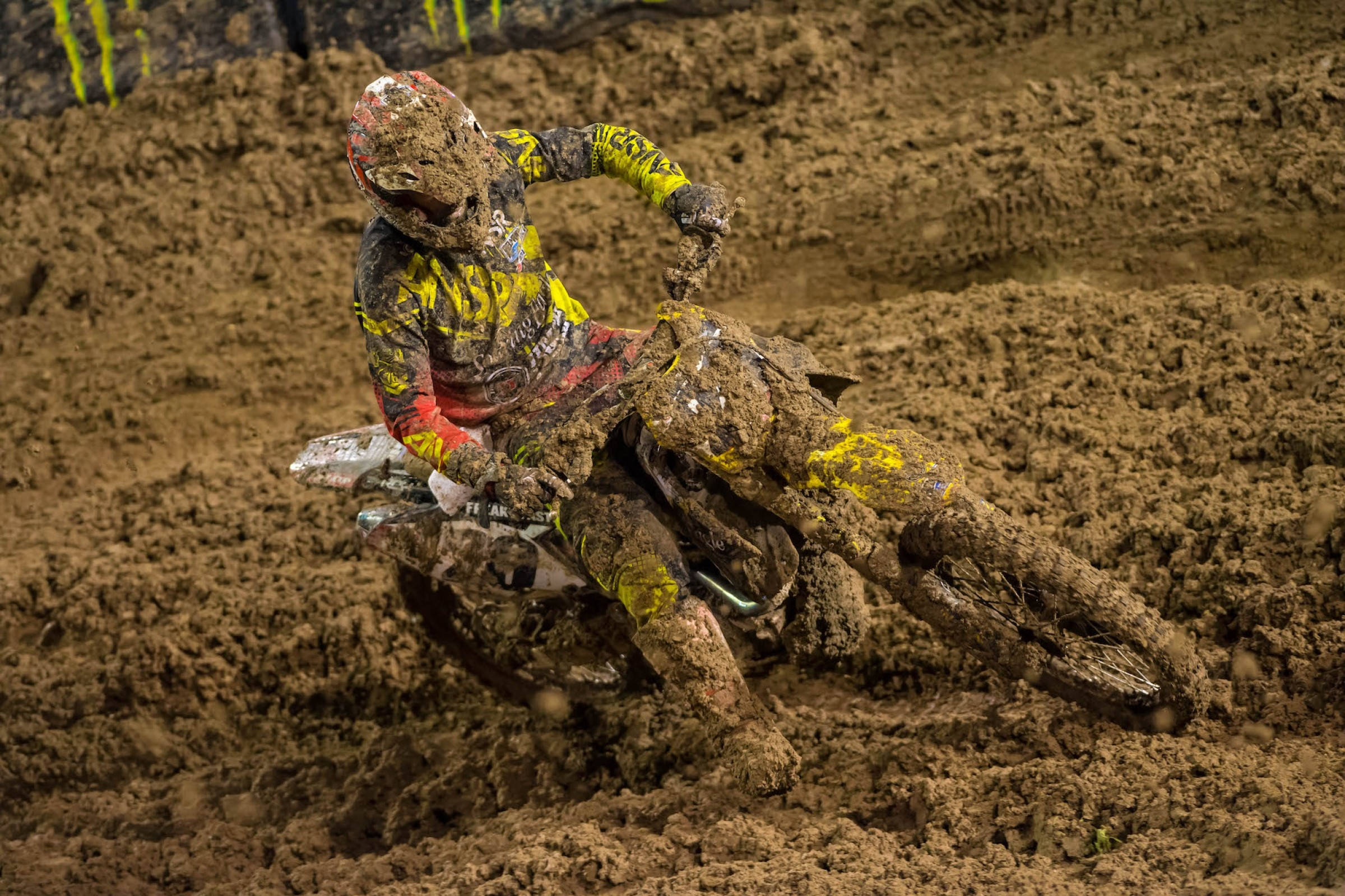 Fox Dirt Bike, motocross rider, yellow gear, Full HD Desktop Wallpaper