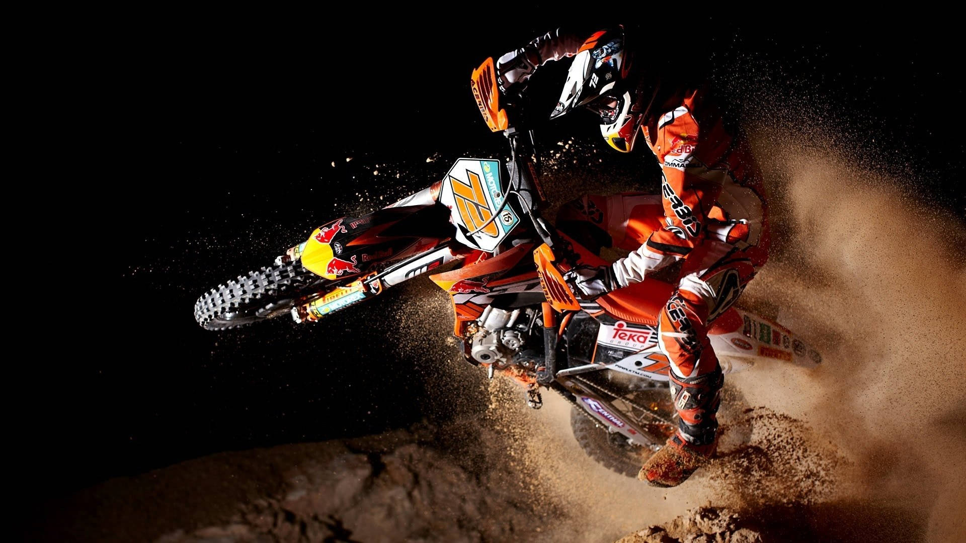 Fox Dirt Bike, orange gear, dirt bike, Full HD Desktop Wallpaper