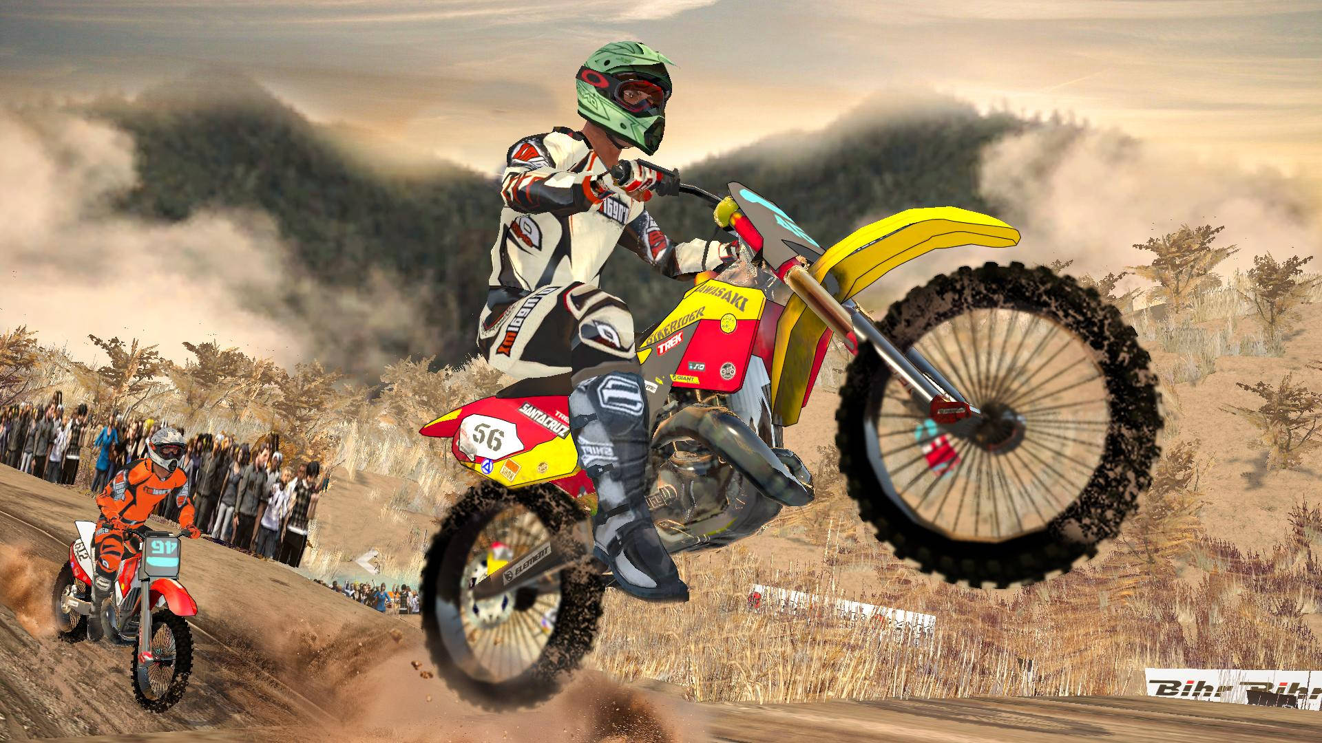 Fox Dirt Bike, yellow and red bike, motocross rider in full gear, Full HD Desktop Wallpaper