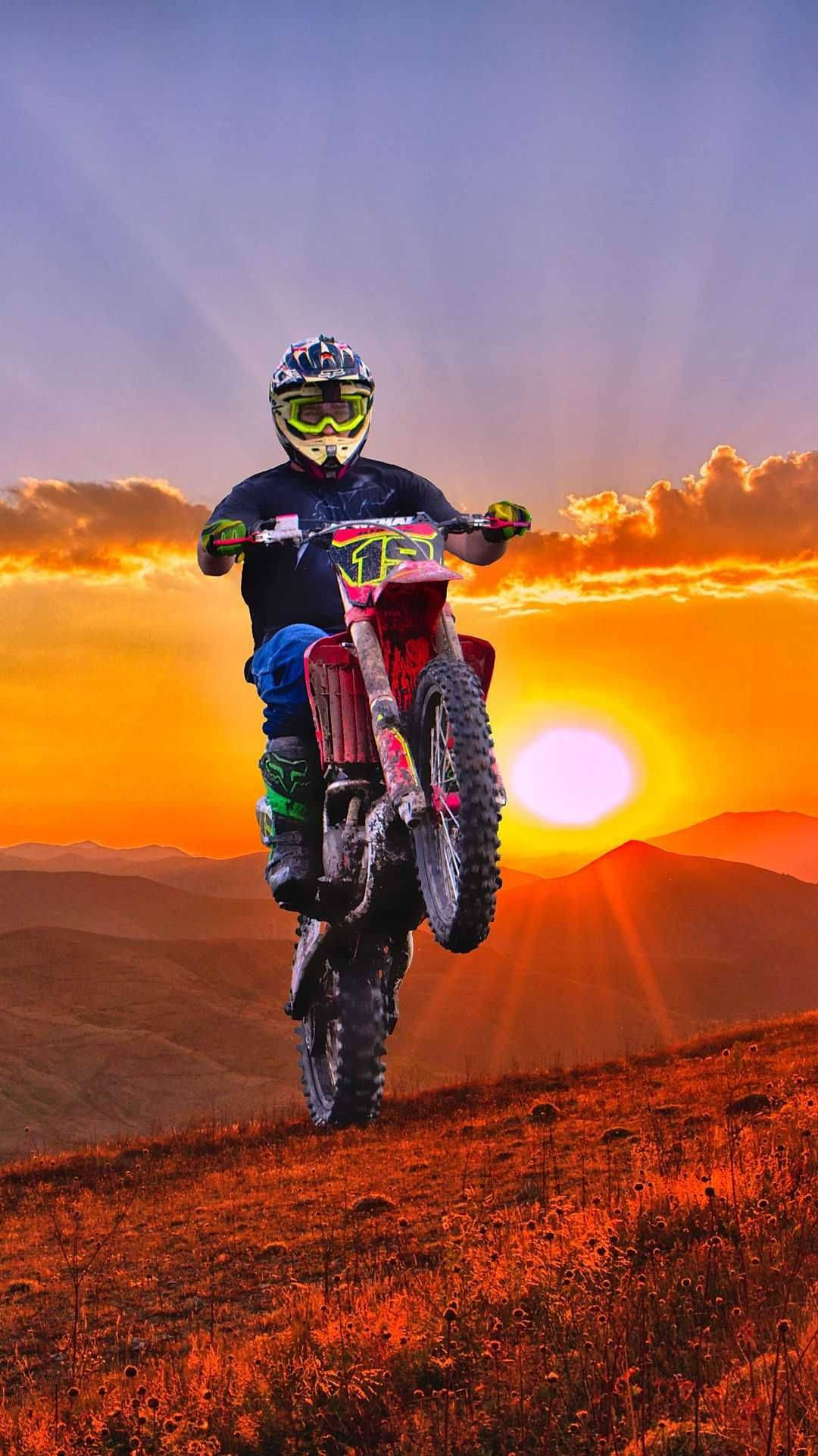Fox Dirt Bike, dirt bike, red dirt bike, Full HD Phone Wallpaper