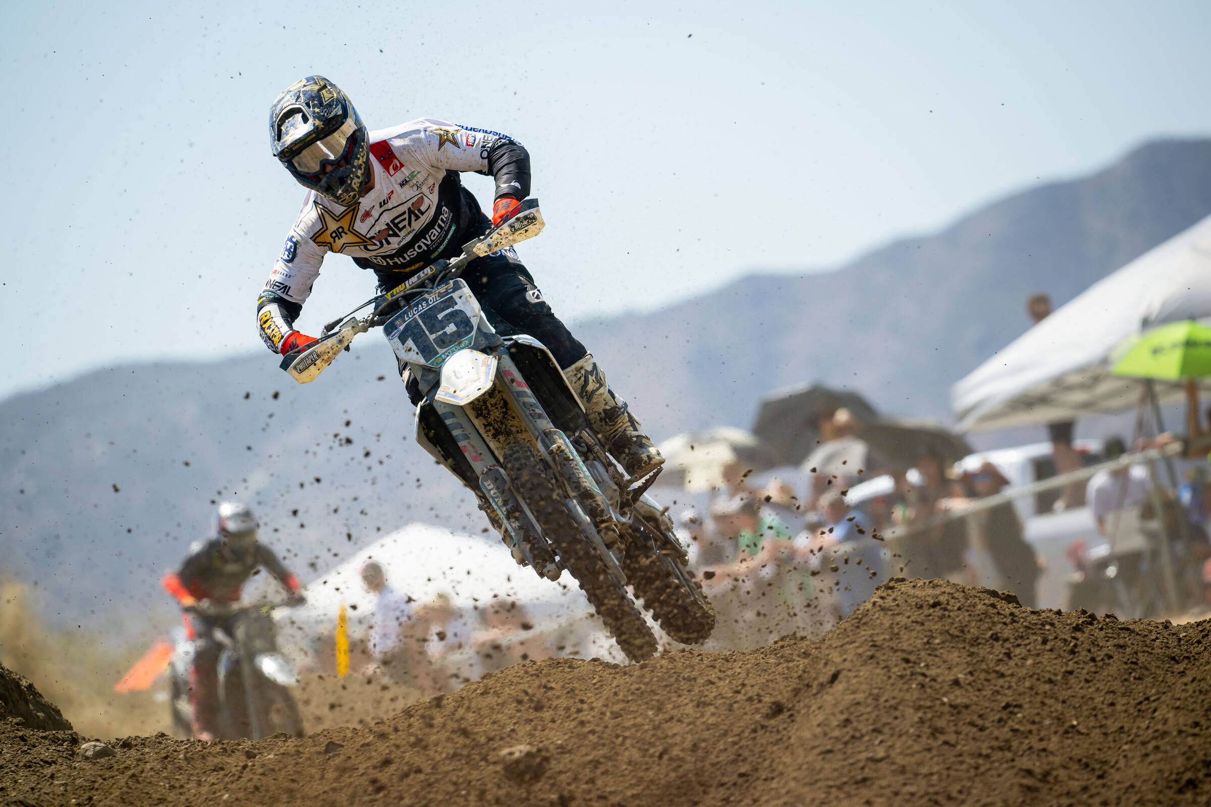 dirt bike, dirt track, motocross rider number 15, Full HD Desktop Wallpaper