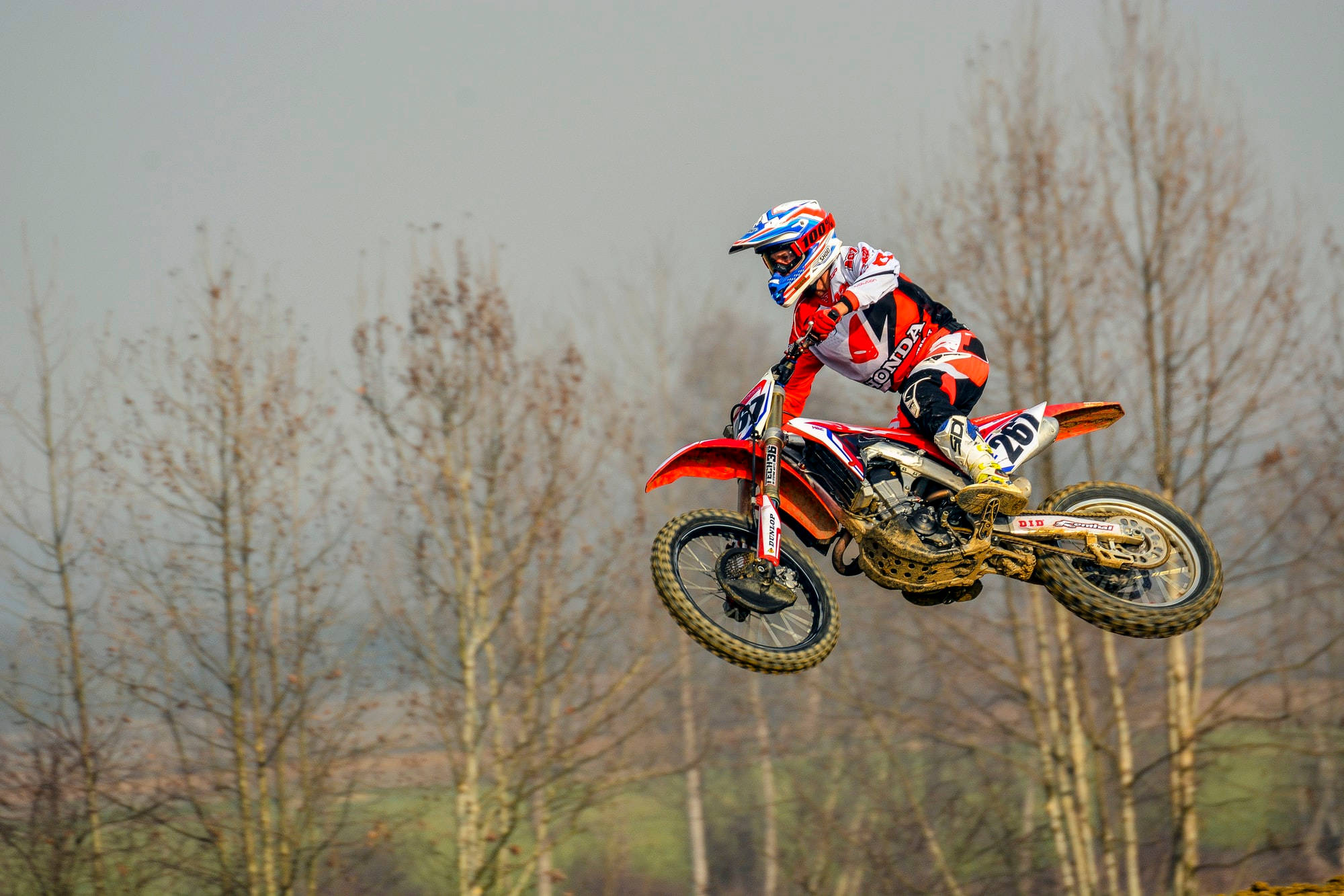 Fox Dirt Bike, red dirt bike, motocross rider, Full HD Desktop Wallpaper
