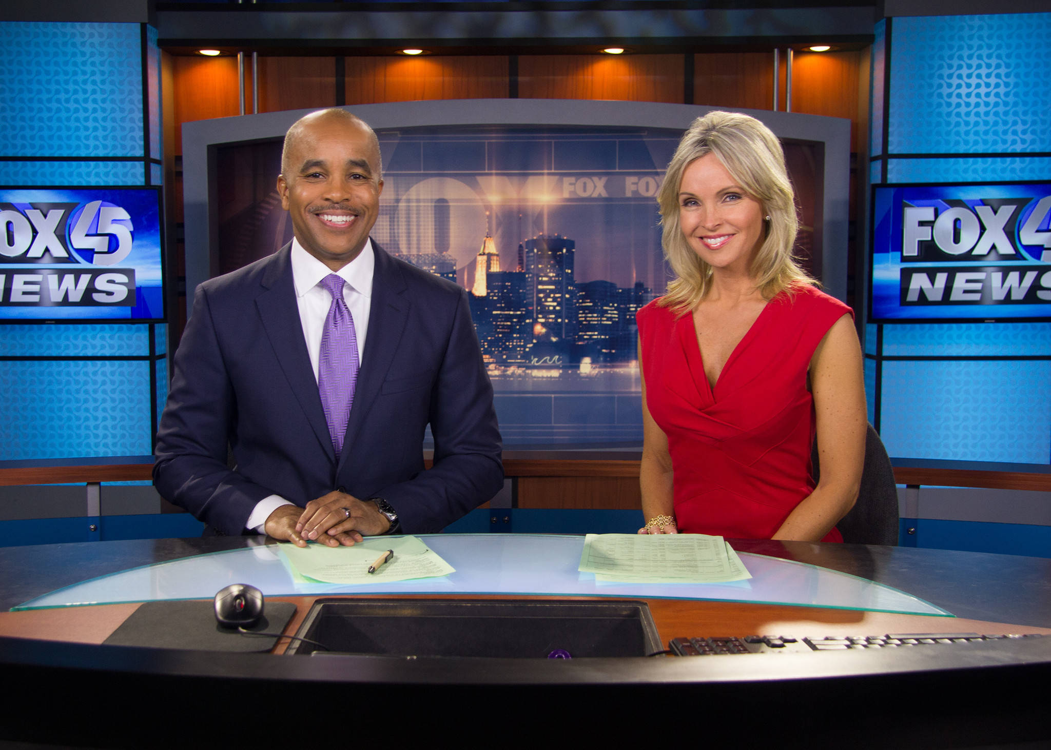 Fox News, co-anchor team, modern studio desk, Full HD Desktop Wallpaper