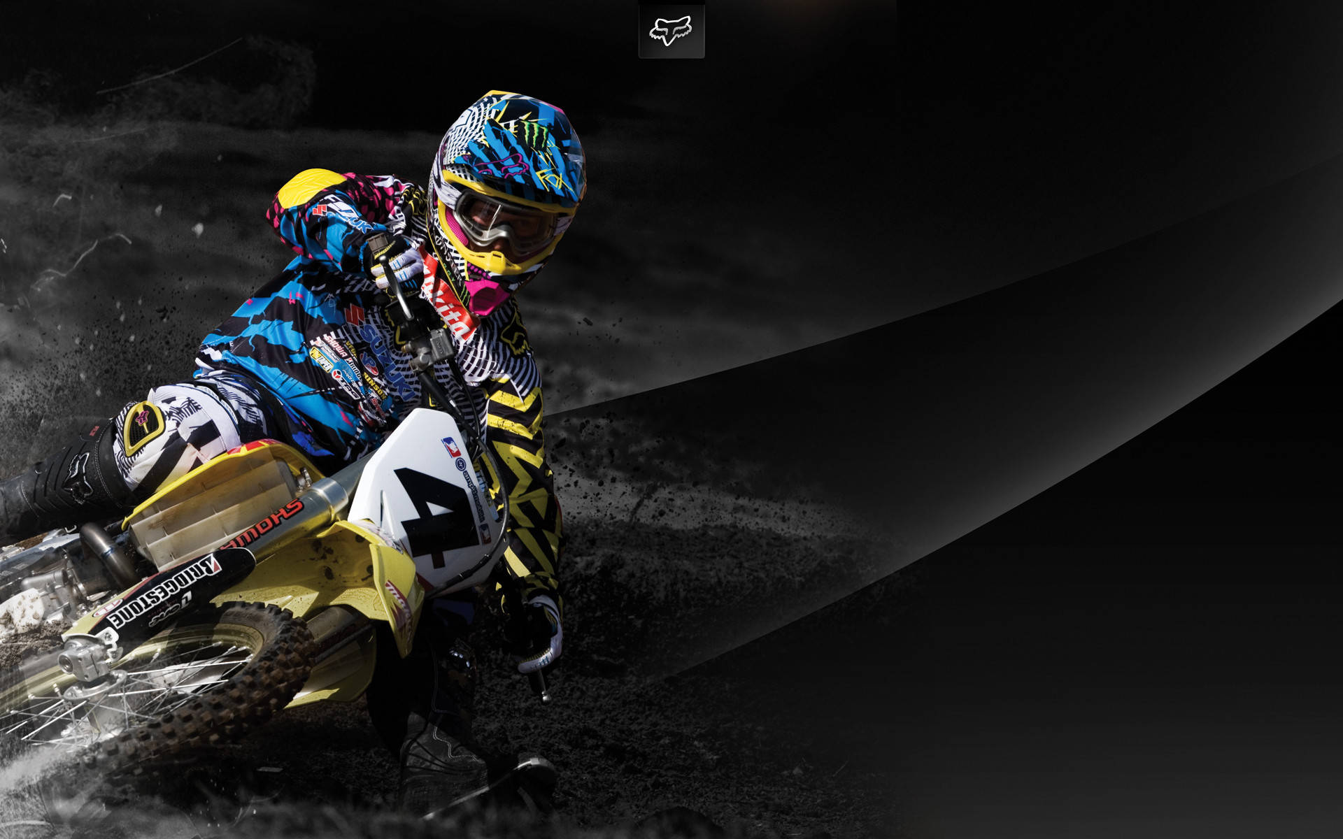 Fox Racing, dirt bike, yellow dirt bike, Full HD Desktop Wallpaper