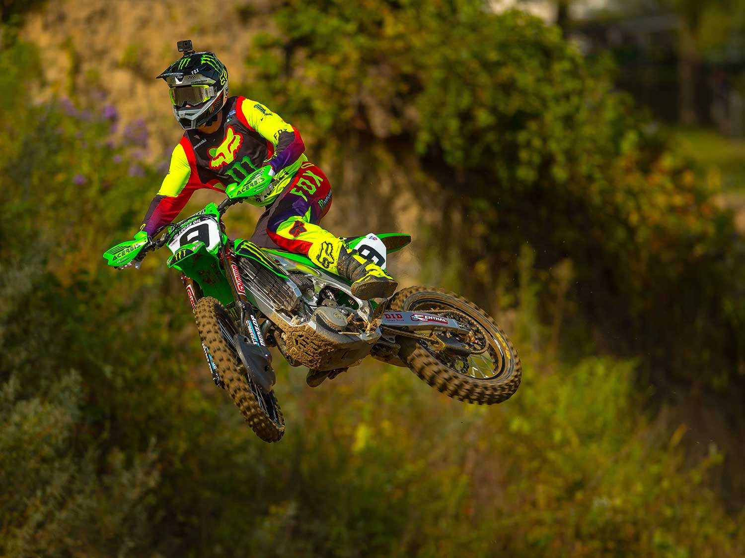 Fox Racing, dirt bike, green bike, HD Desktop Wallpaper