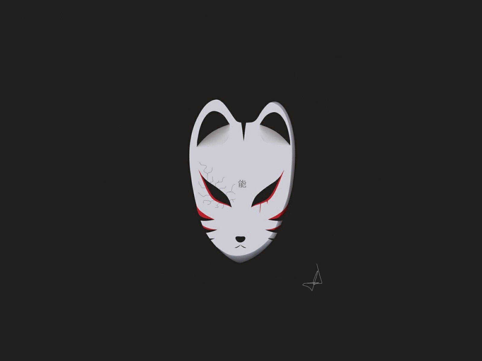 kitsune, minimalist, white fox mask, HD Desktop Wallpaper