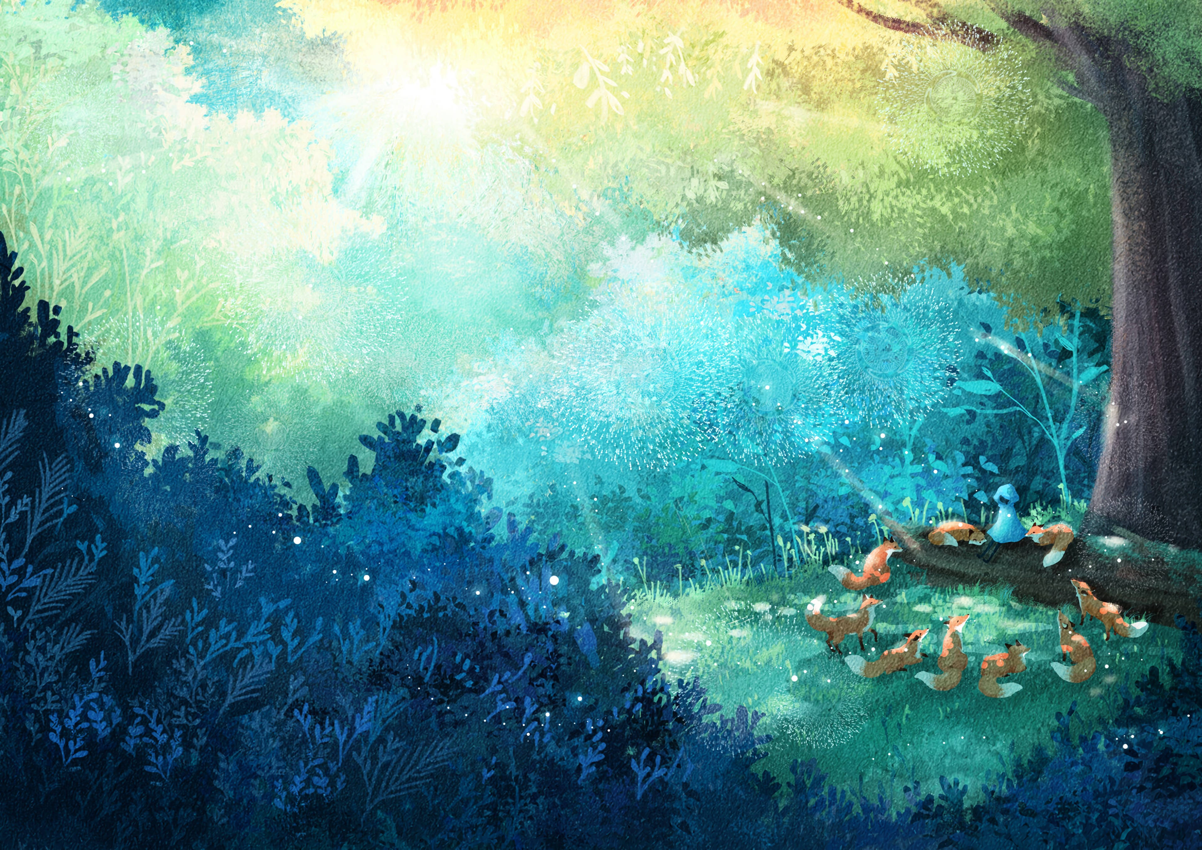 fox, forest, tree, 4K Desktop Wallpaper