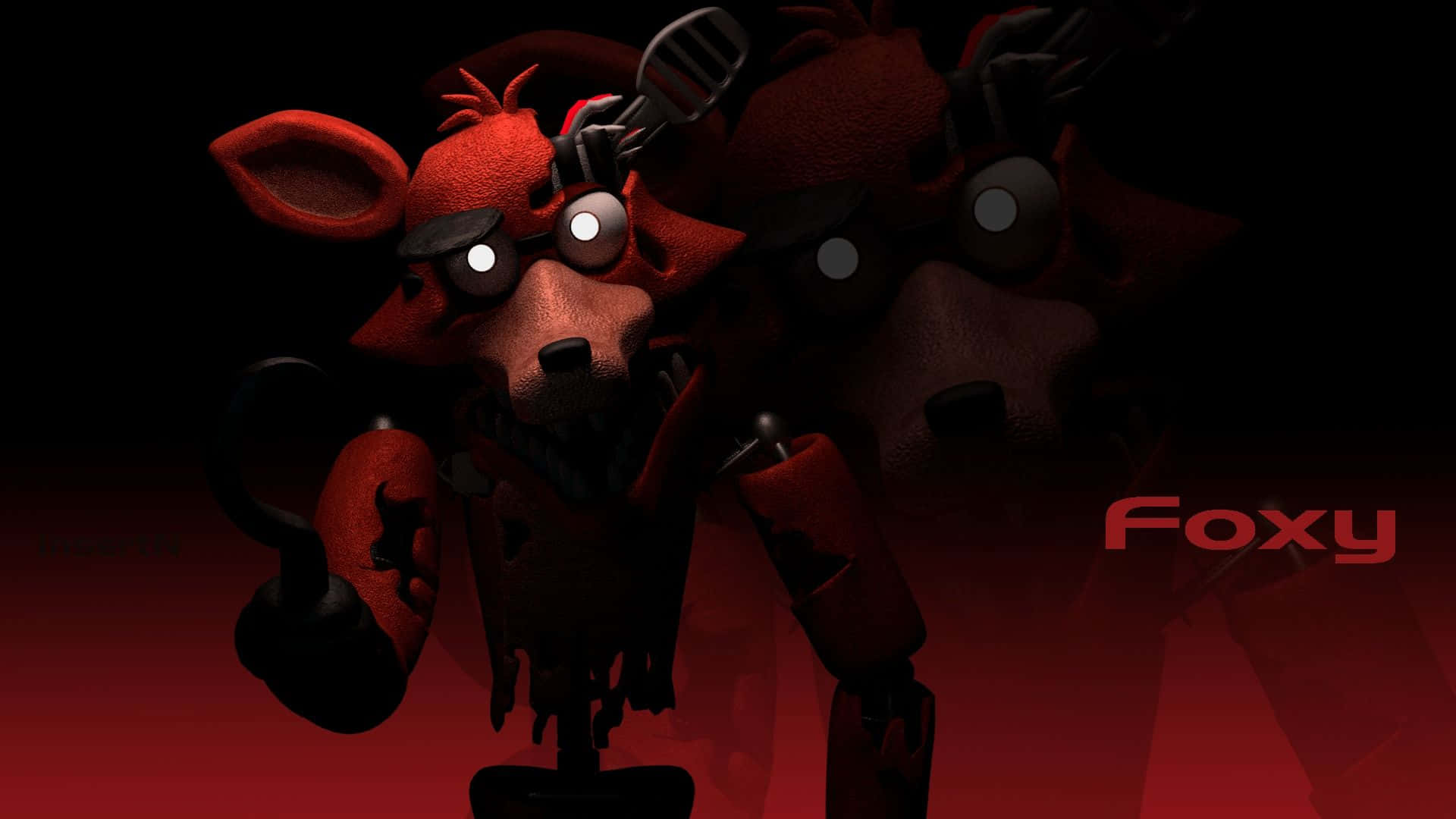 Foxy The Pirate, red animatronic fox, glowing eyes, Full HD Desktop Wallpaper