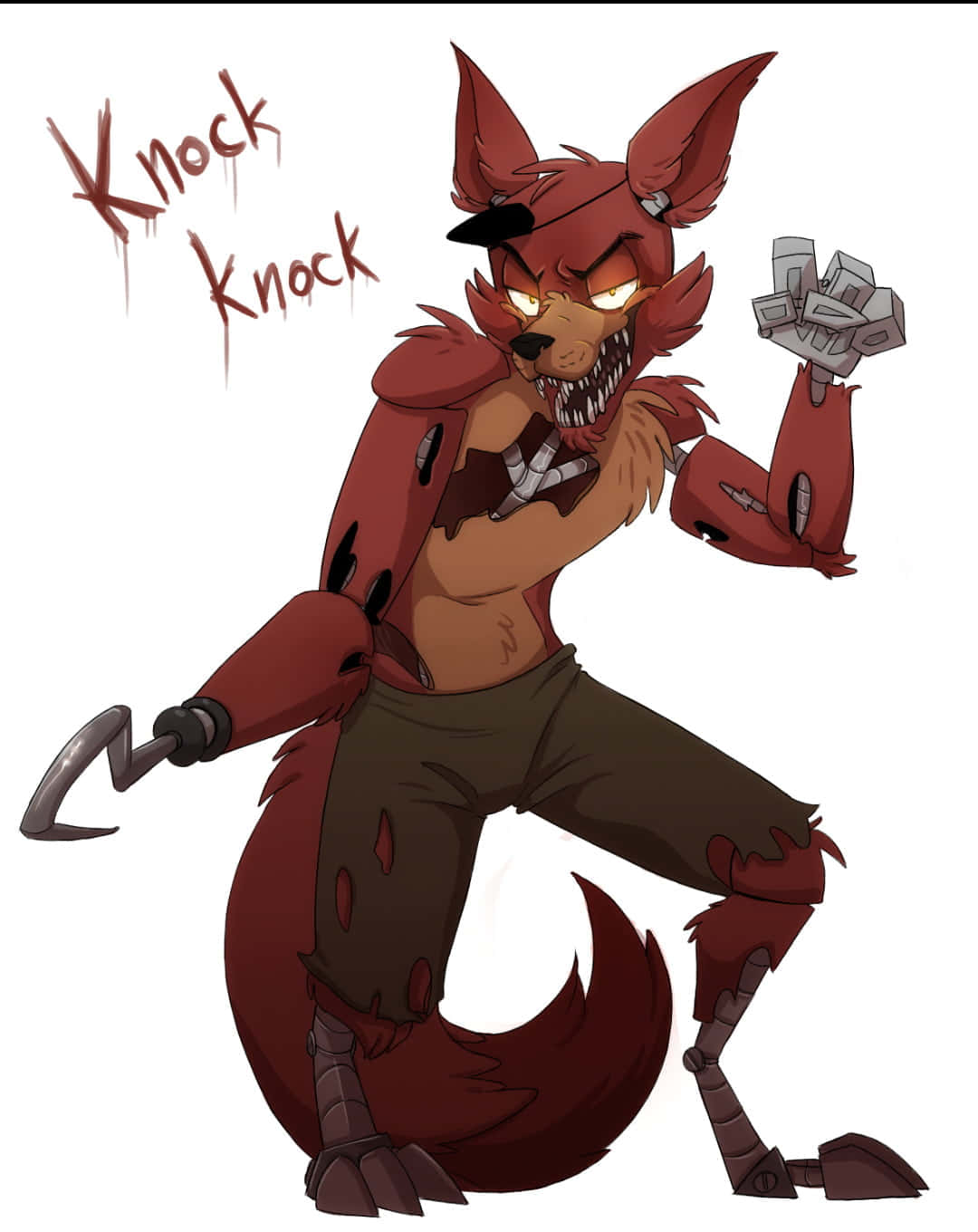 Foxy The Pirate, red fox animatronic, glowing eyes, HD Phone Wallpaper