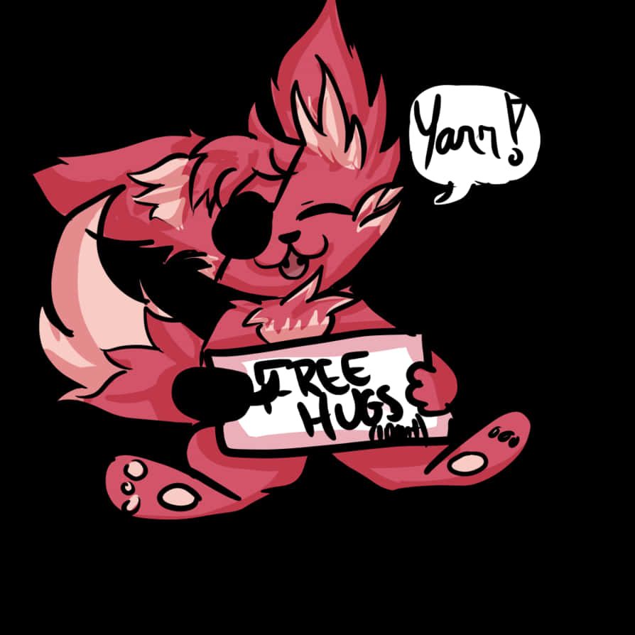 Cute Foxy, pink cartoon fox, one eye patch, SD Desktop Wallpaper