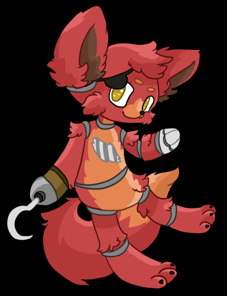 foxy, red fox-like anime character, hook arm, SD Phone Wallpaper