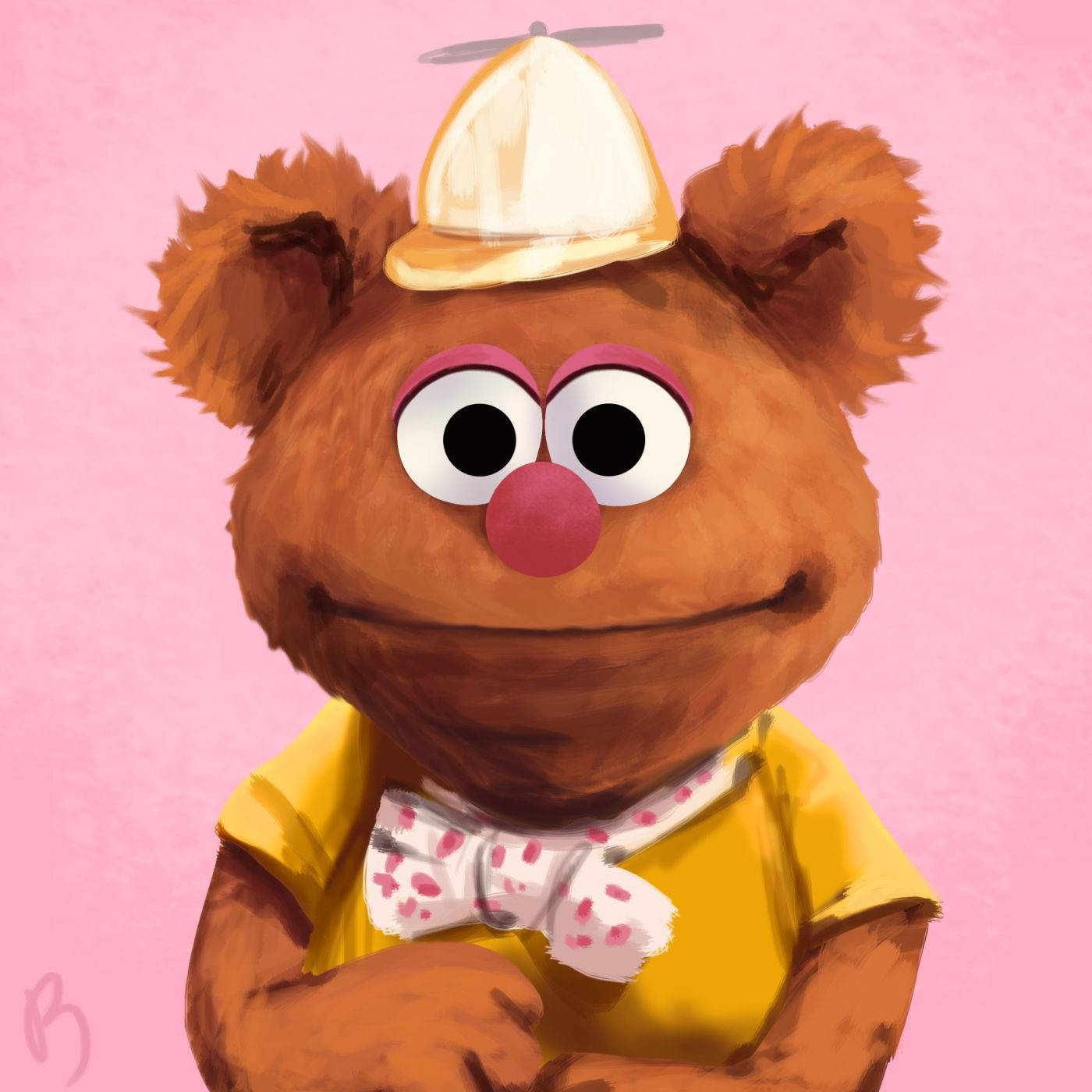 Fozzie Bear, yellow shirt, tiny pilot hat, HD Desktop Wallpaper