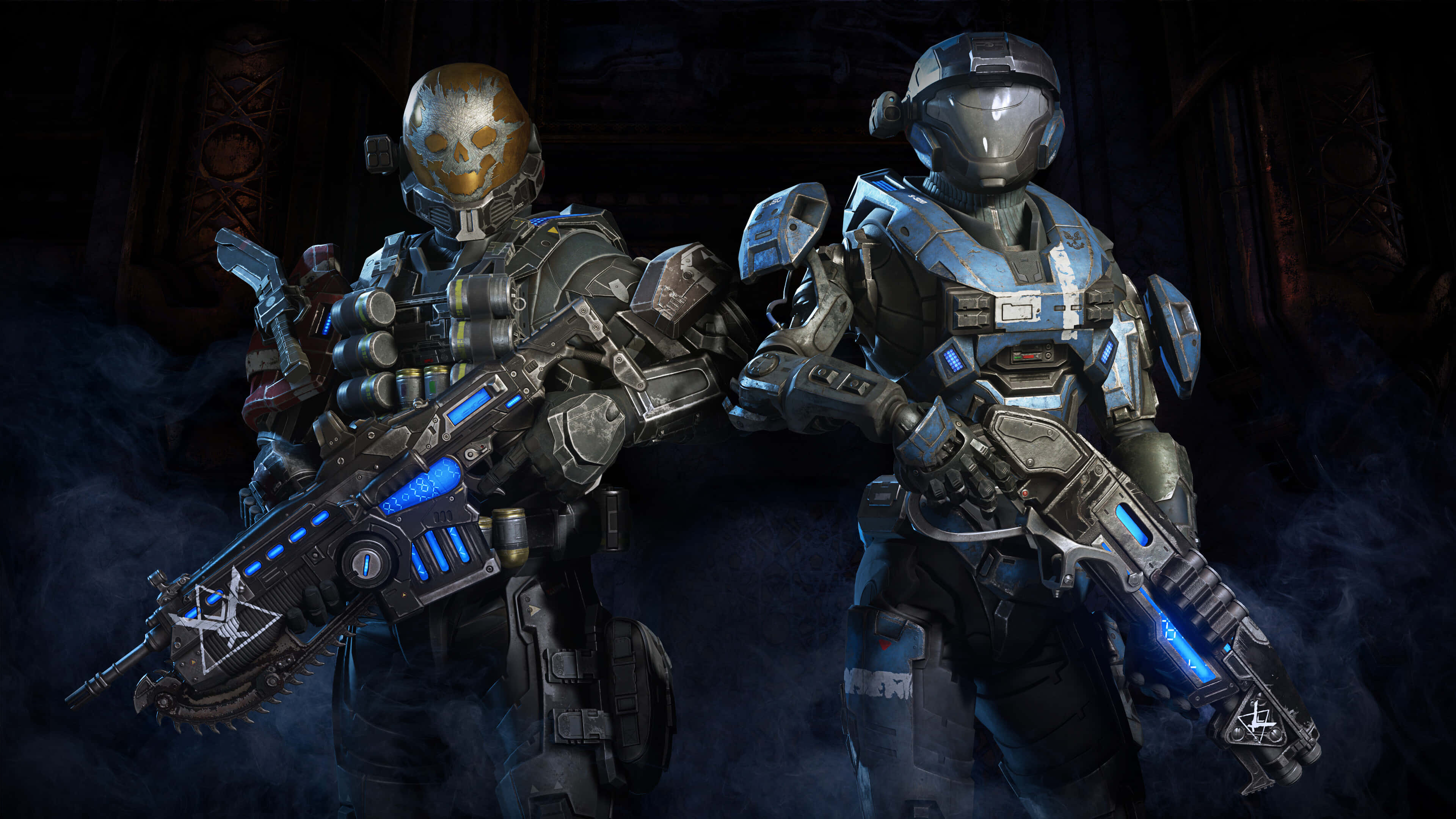 FPS, 3840 x 2160, glowing blue weapons, 4K Desktop Wallpaper