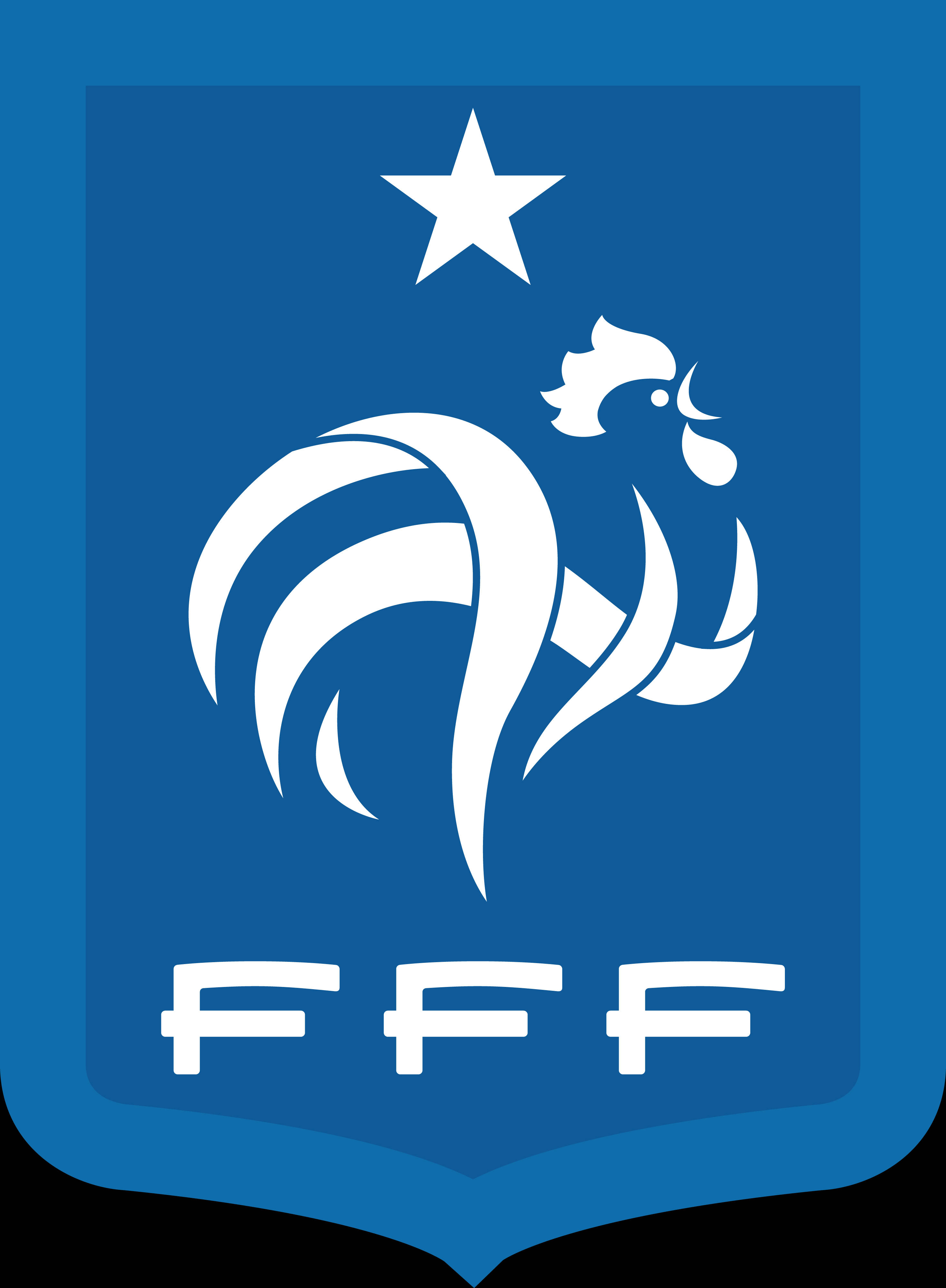 France National Football Team, blue logo, white rooster emblem, 4K Phone Wallpaper
