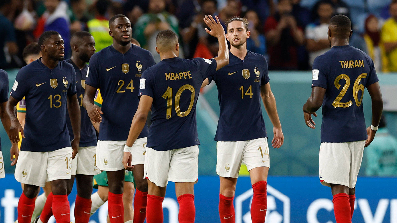 France National Football Team, navy jerseys, gold numbers, HD Desktop Wallpaper
