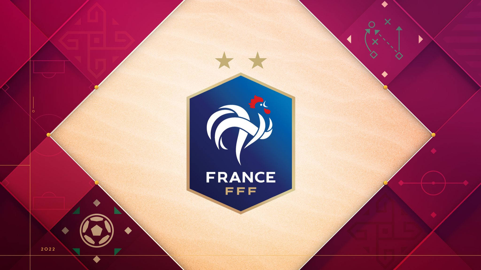 France National Football Team, geometric illustration, maroon and beige background, Full HD Desktop Wallpaper