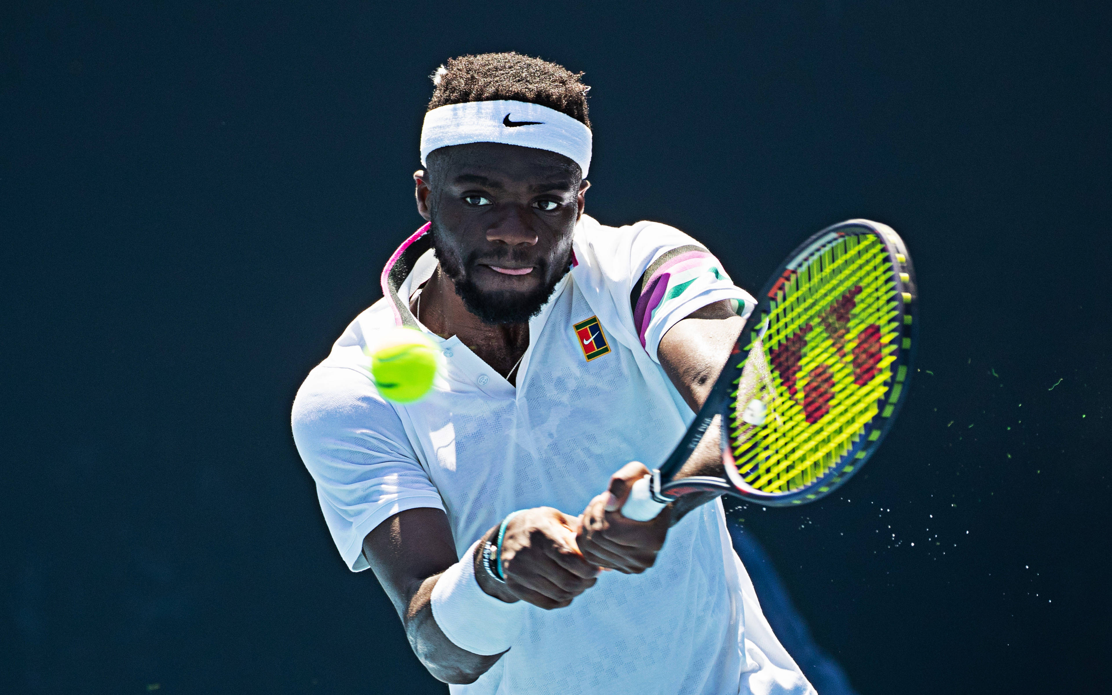 Frances Tiafoe, groundstroke, bright yellow ball, 4K Desktop Wallpaper