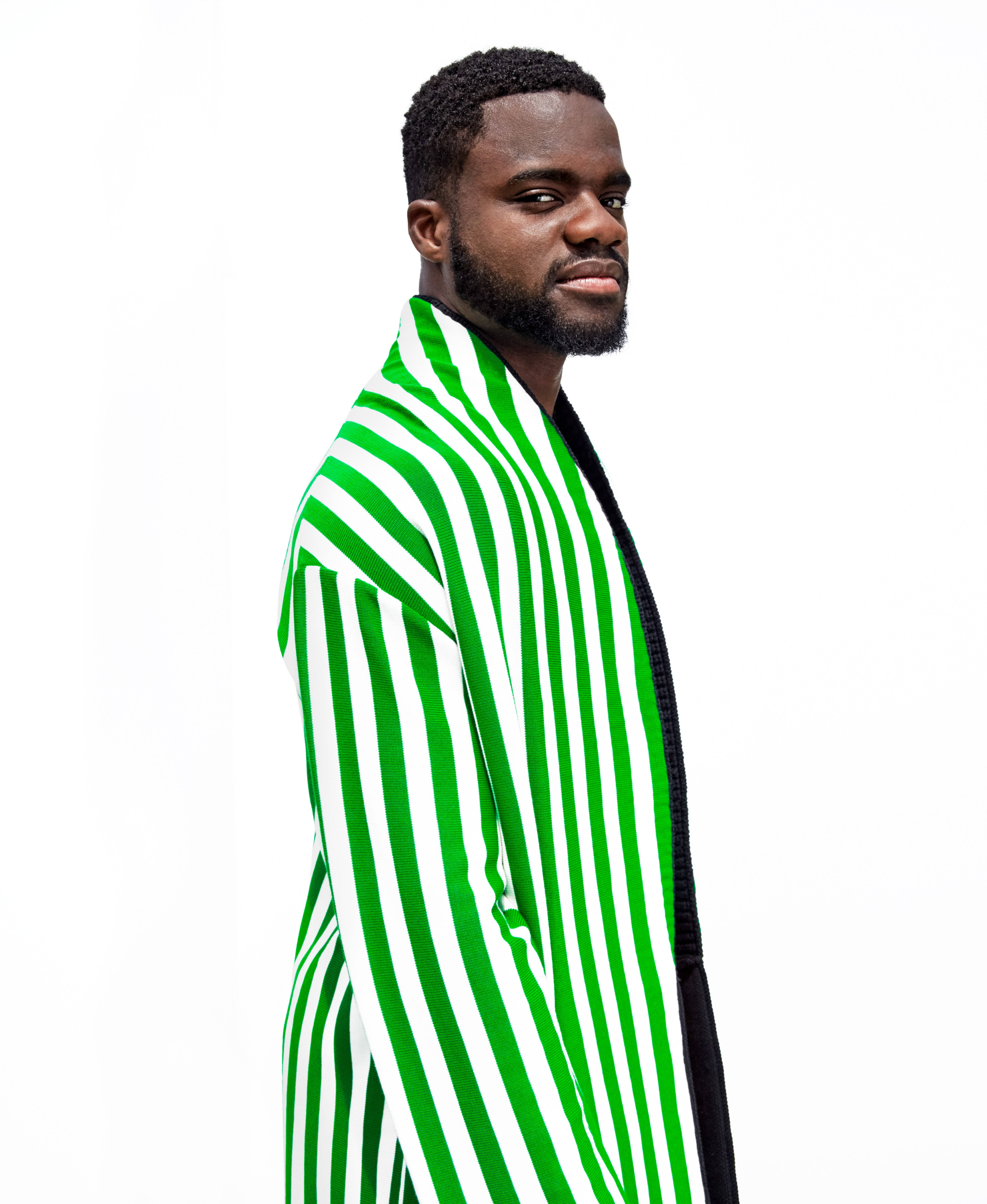 striped suit, Frances Tiafoe, green and white striped coat, 5K Phone Wallpaper