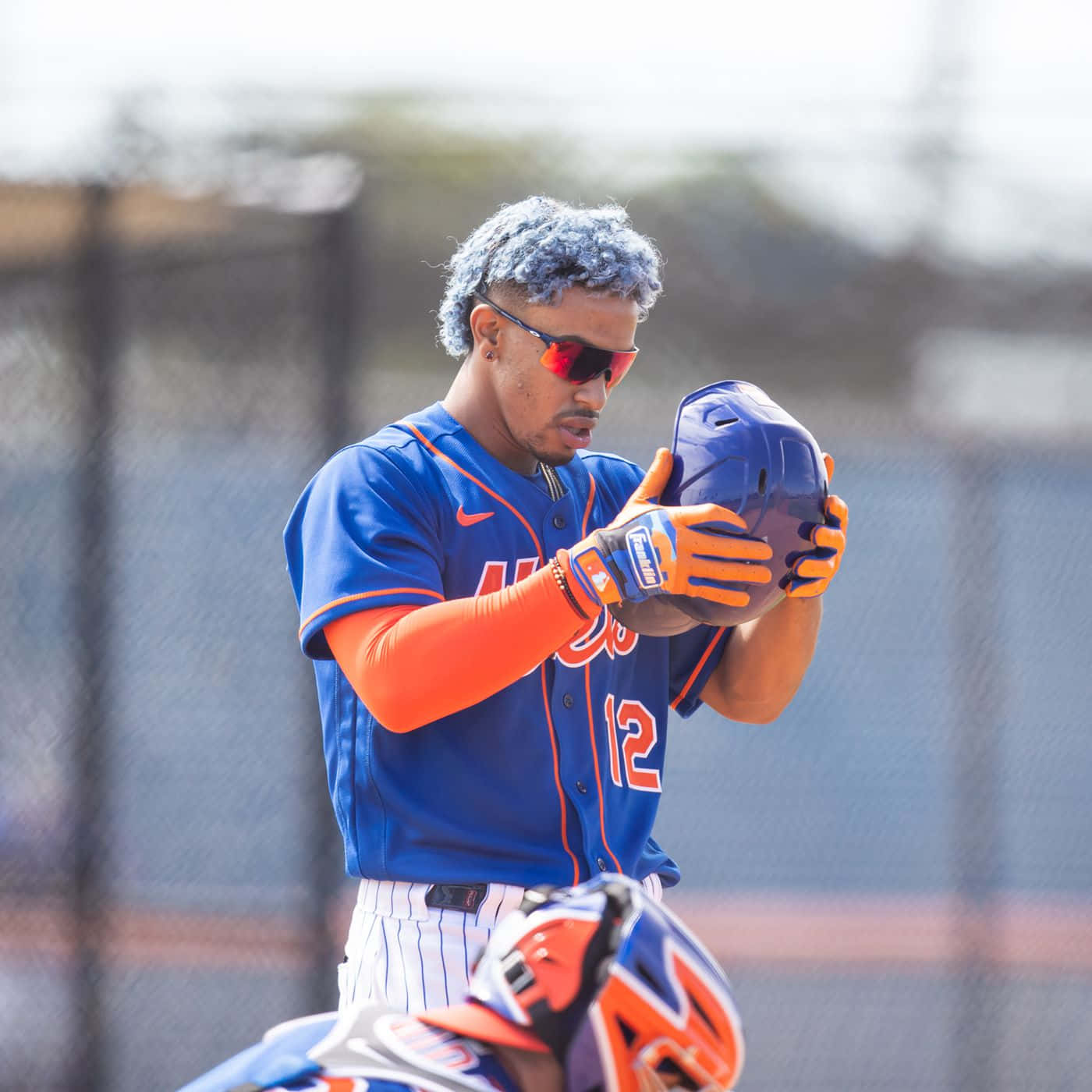 Francisco Lindor, blue and orange uniform, red sunglasses, HD Desktop Wallpaper