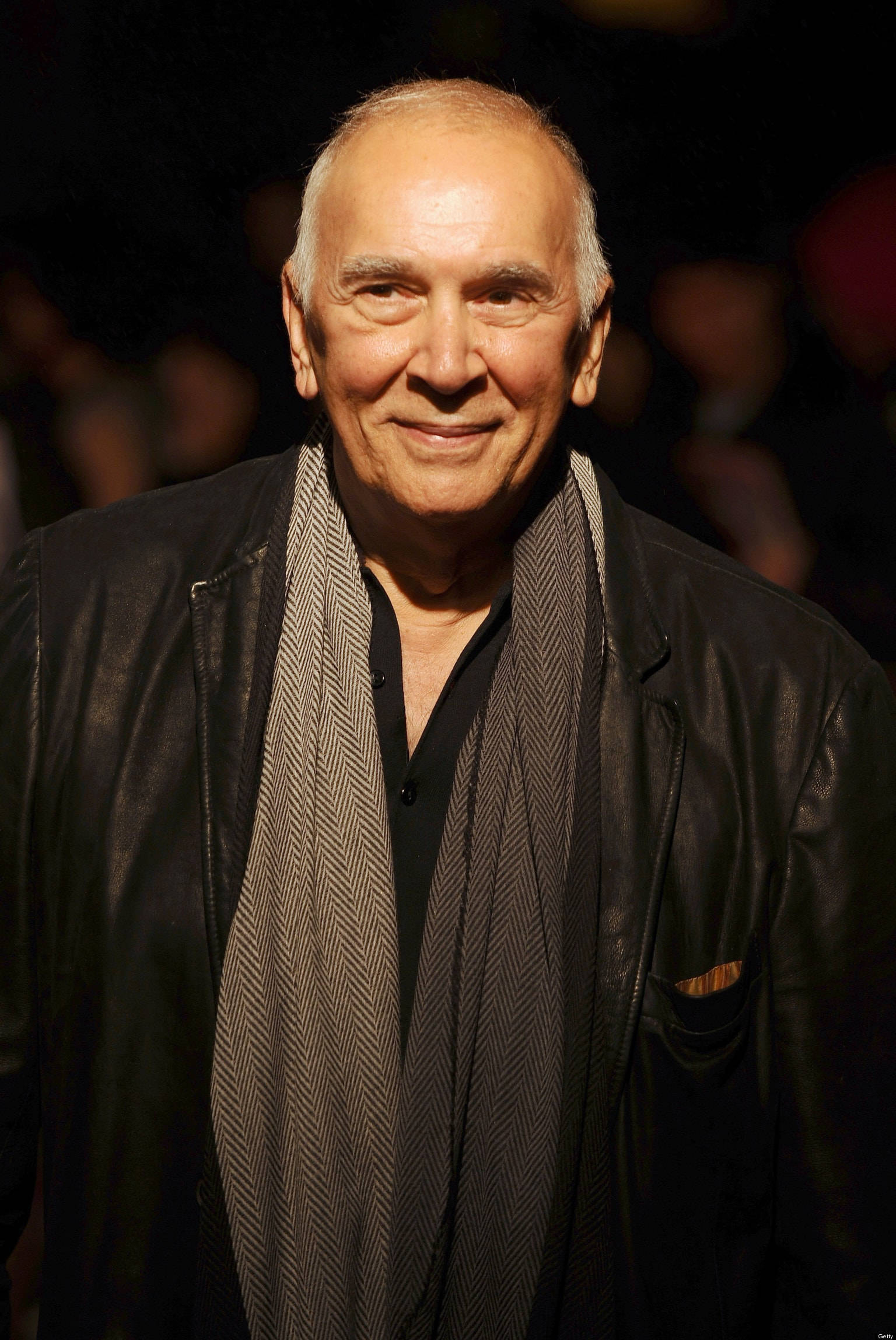 Frank Langella, black leather jacket, patterned scarf, Full HD Phone Wallpaper