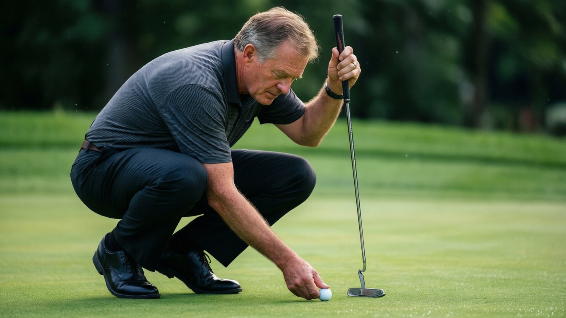 Frank Lickliter II, putt, dewy green, Full HD Desktop Wallpaper
